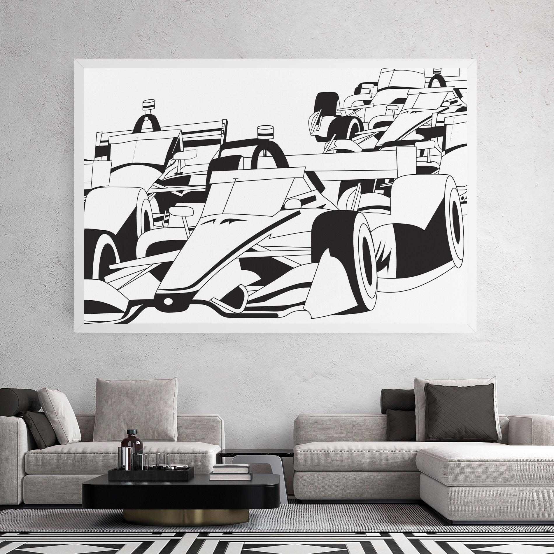 Leinwandbild Grand Prix Cars mockup 2