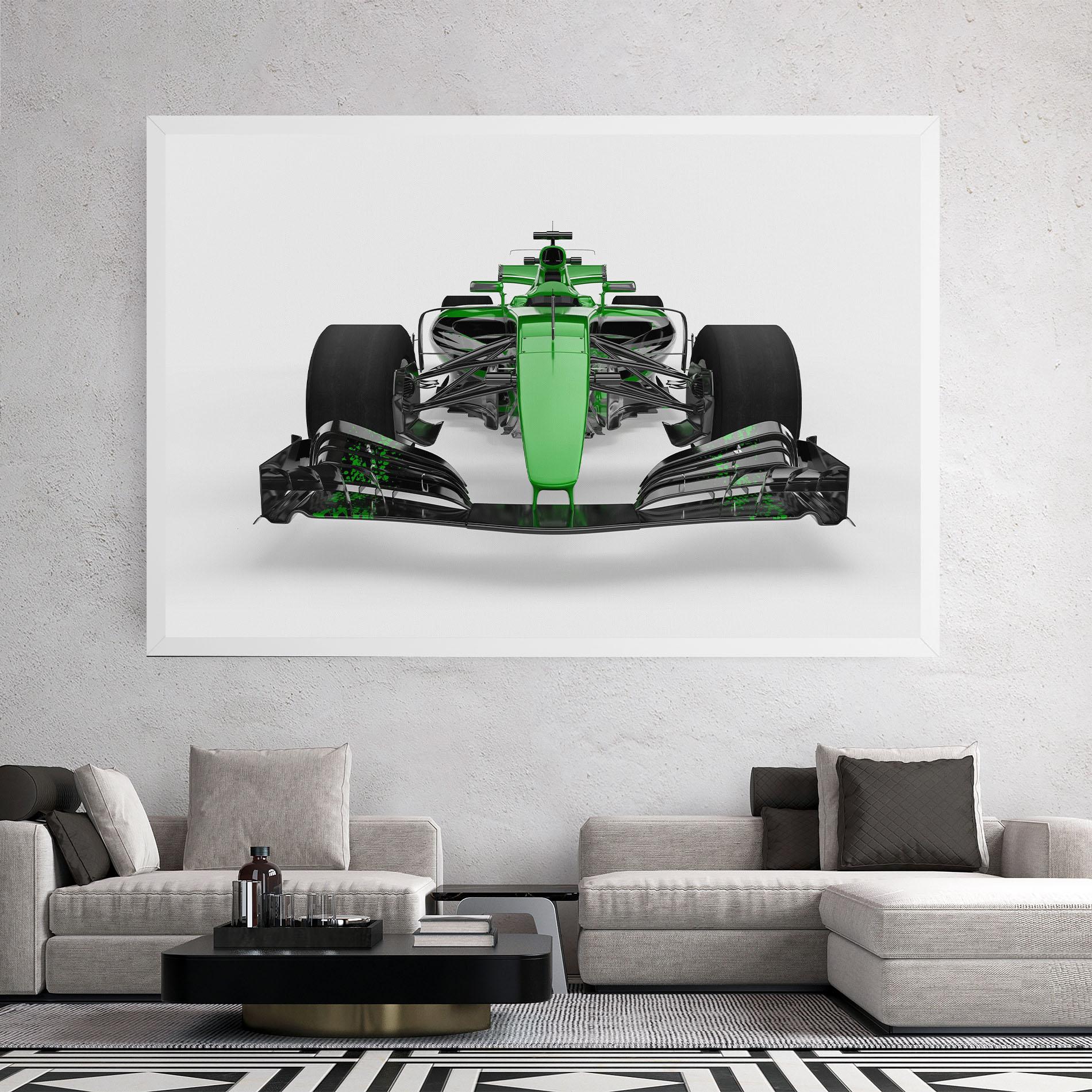 Leinwandbild Green F1 Car mockup 2