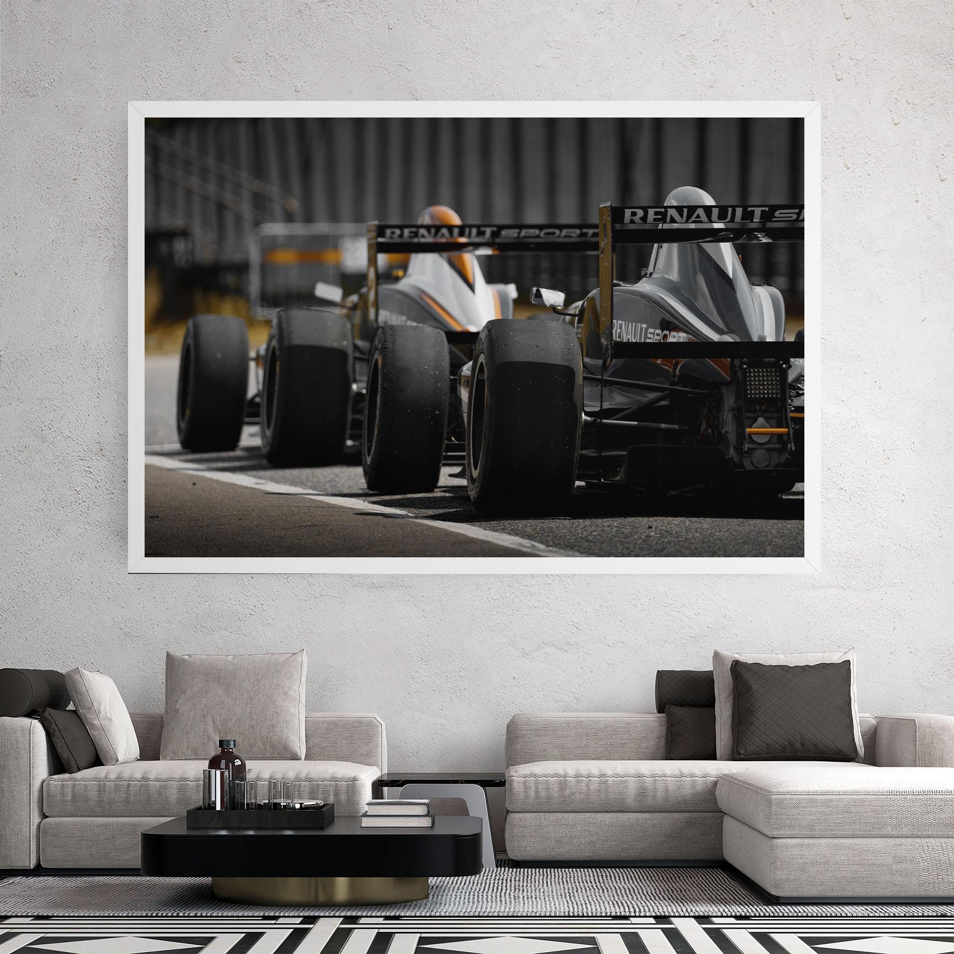 Leinwandbild Grey F1 Cars mockup 2