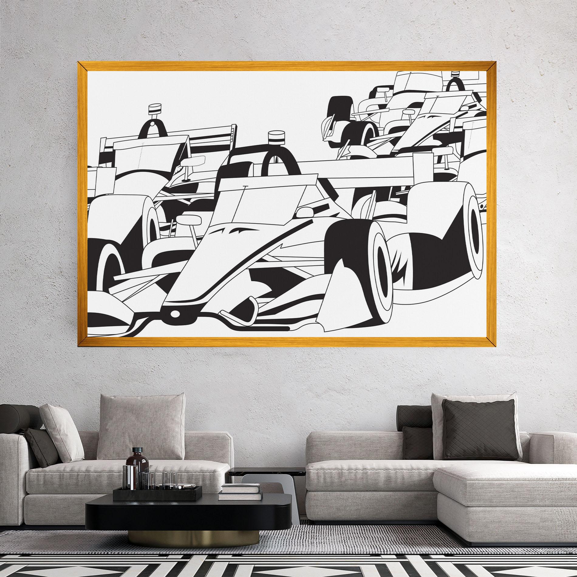 Leinwandbild Grand Prix Cars mockup 2