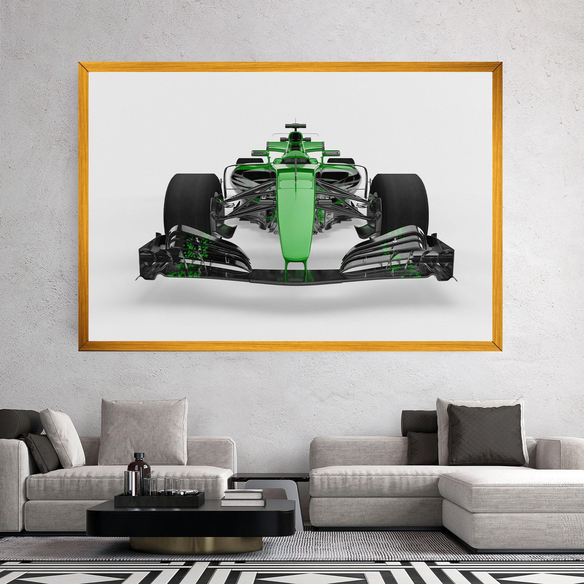 Leinwandbild Green F1 Car mockup 2