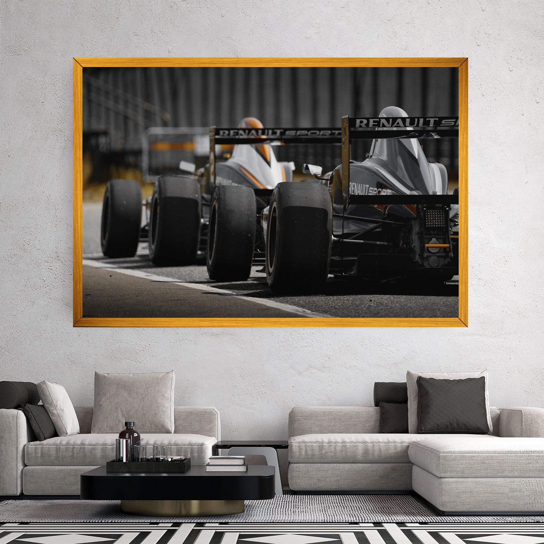 Leinwandbild Grey F1 Cars mockup 2