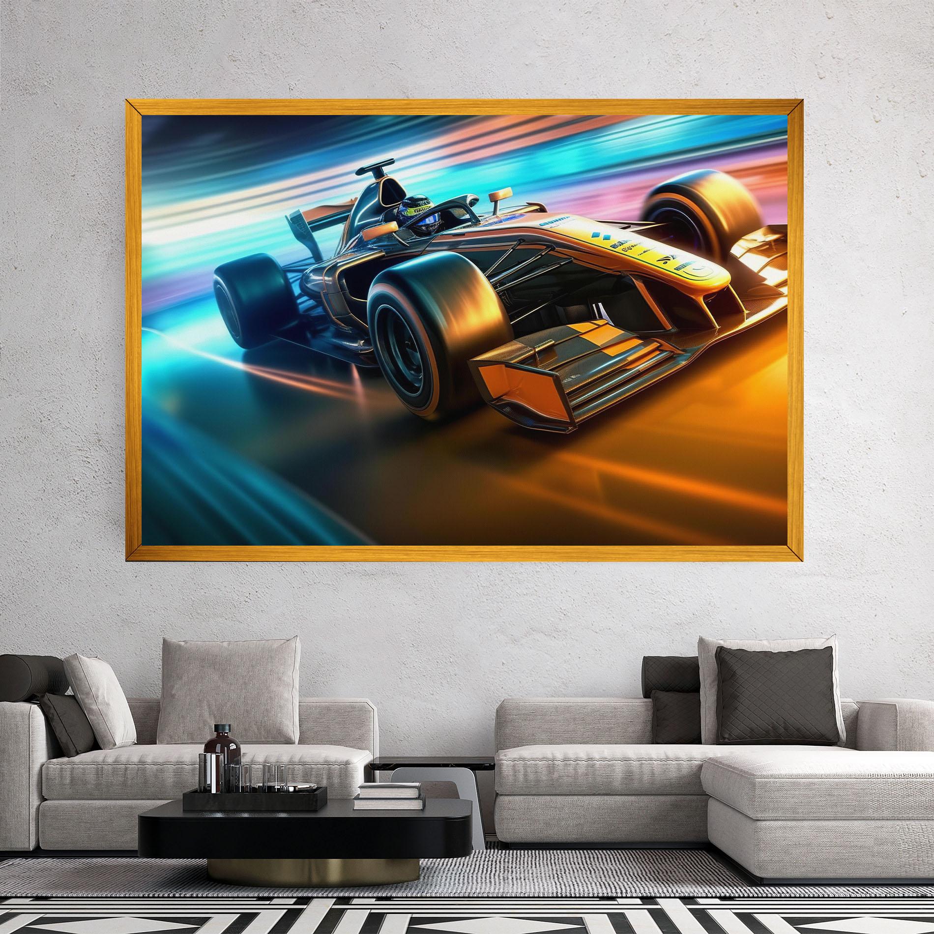 Leinwandbild Yellow Blue F1 mockup 2