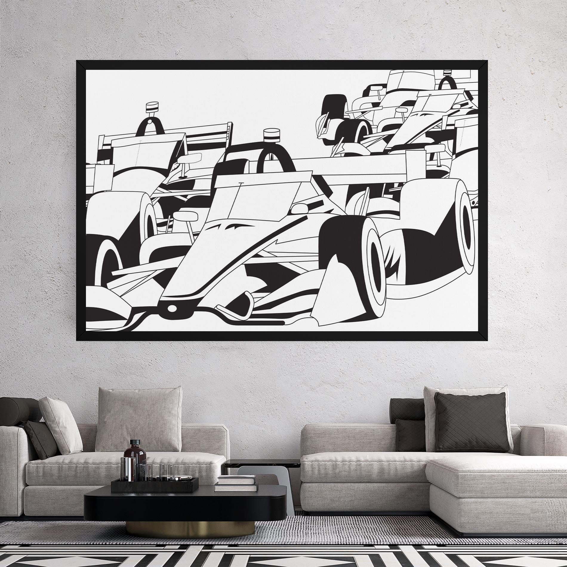 Leinwandbild Grand Prix Cars mockup 2