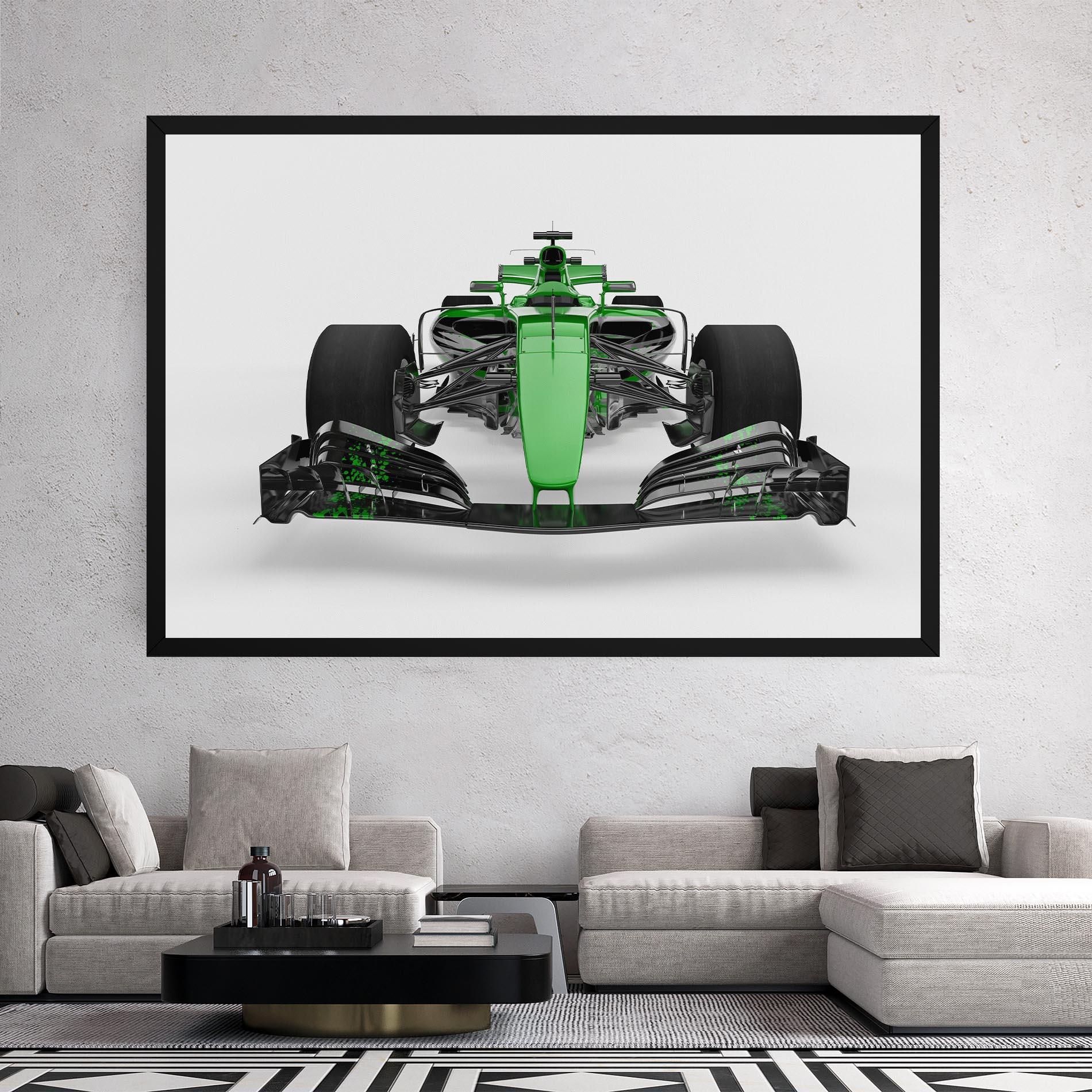 Leinwandbild Green F1 Car mockup 2