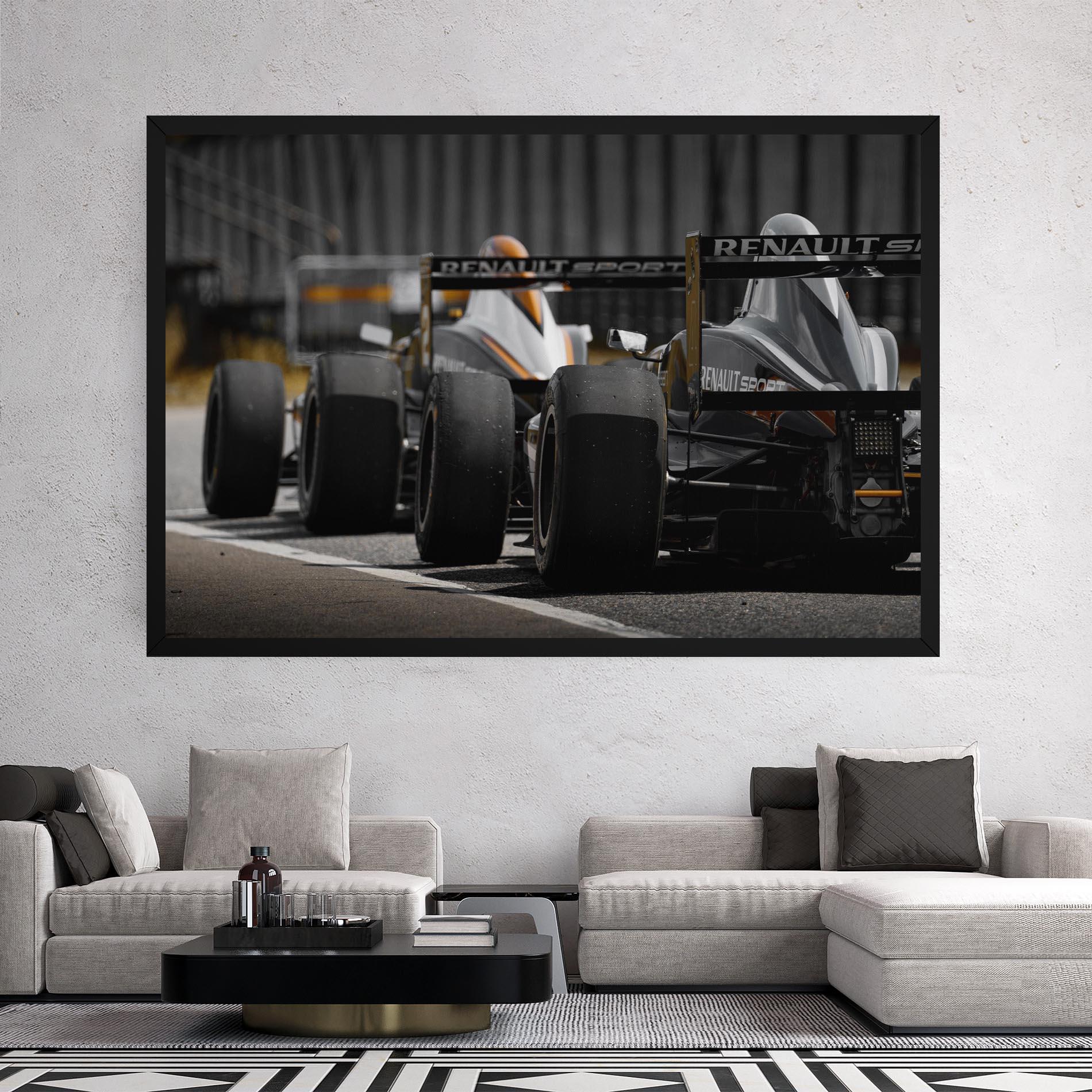 Leinwandbild Grey F1 Cars mockup 2