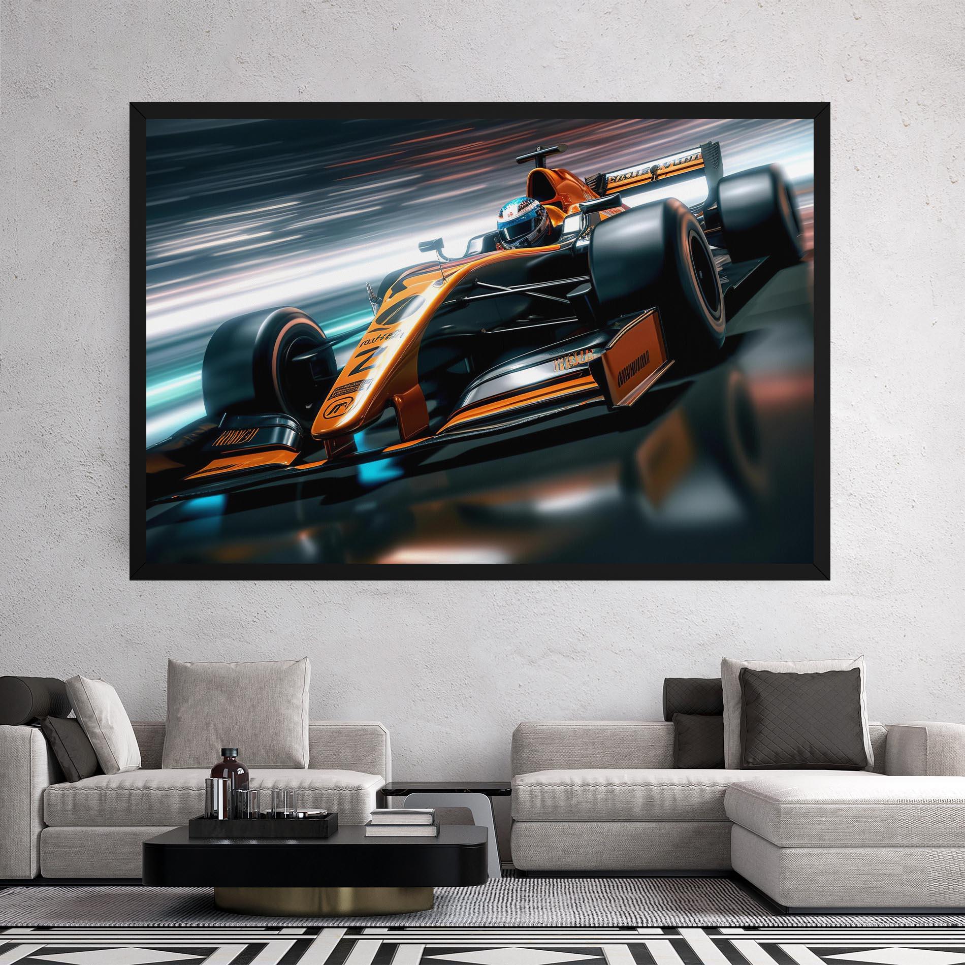 Leinwandbild Orange F1 Car mockup 2