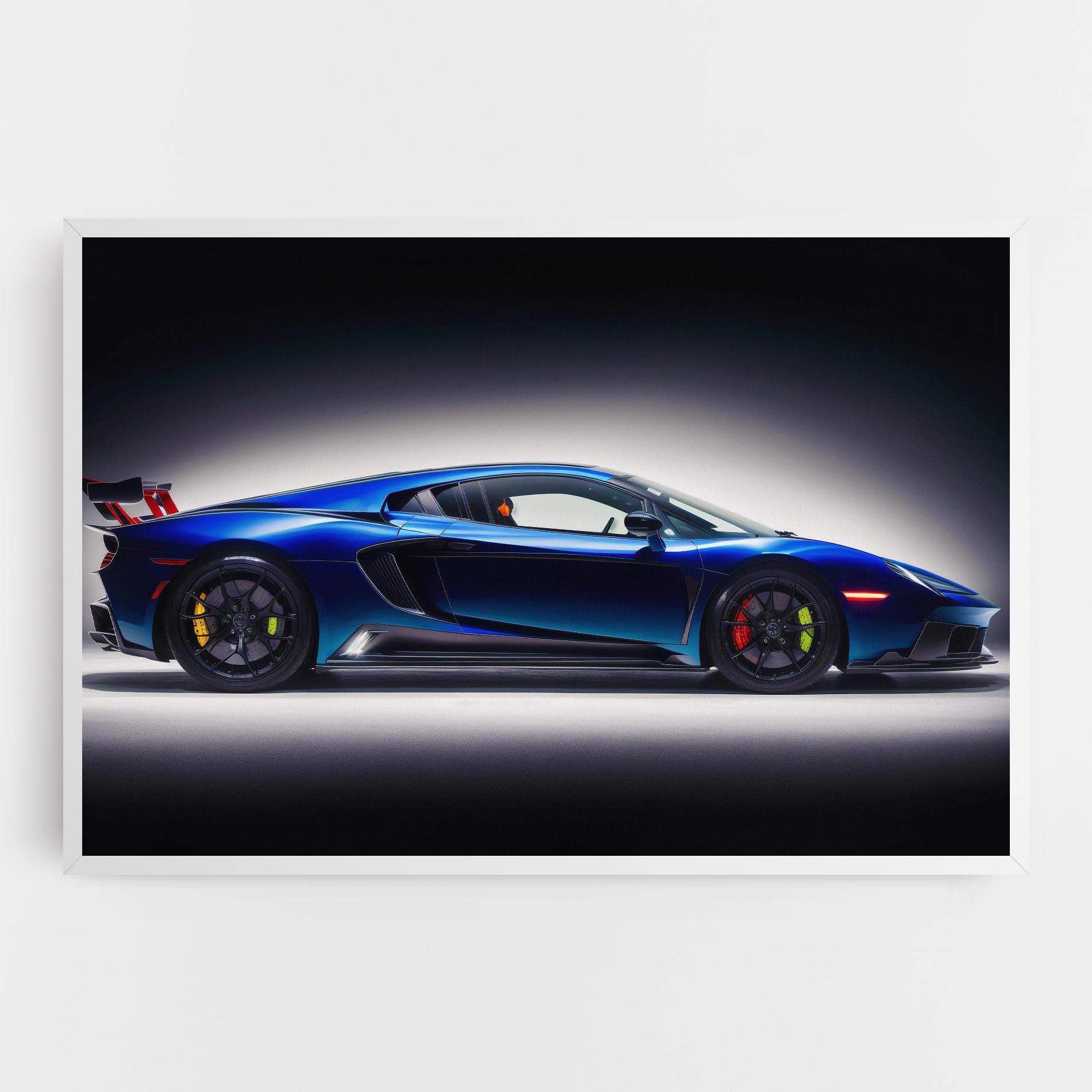 Leinwandbild Blue Hypercar Side mockup 0