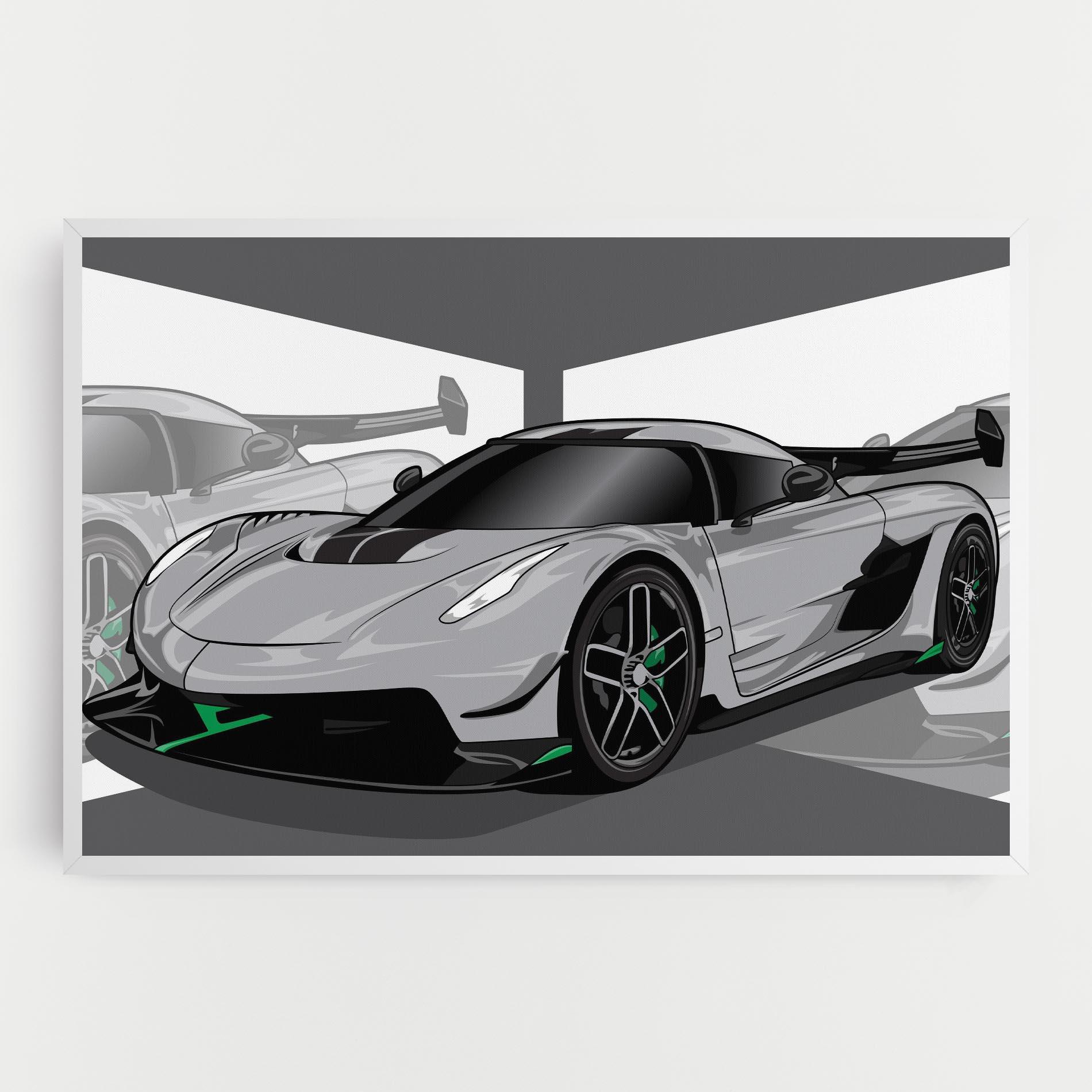Leinwandbild Grey Sport Car mockup 0