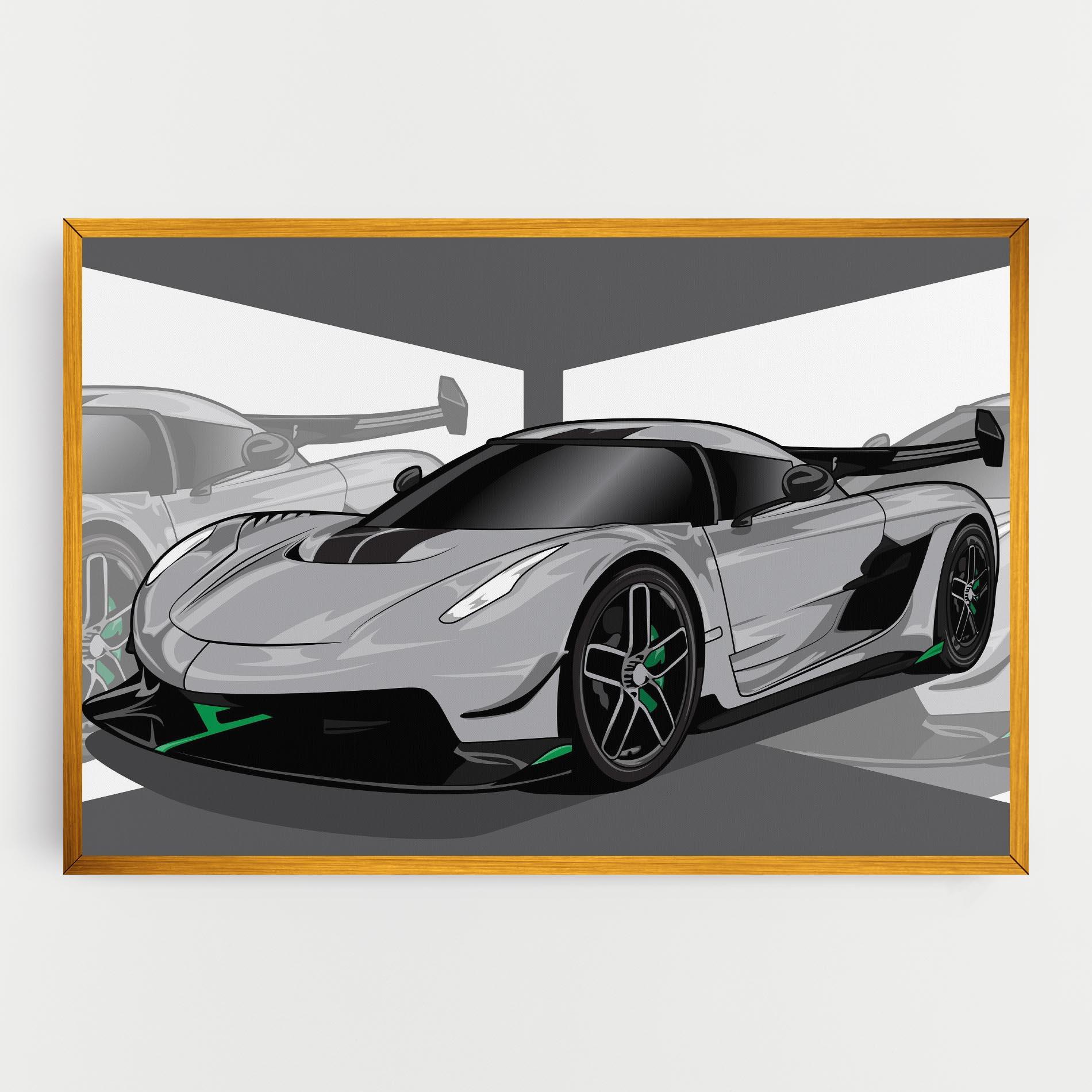 Leinwandbild Grey Sport Car mockup 0