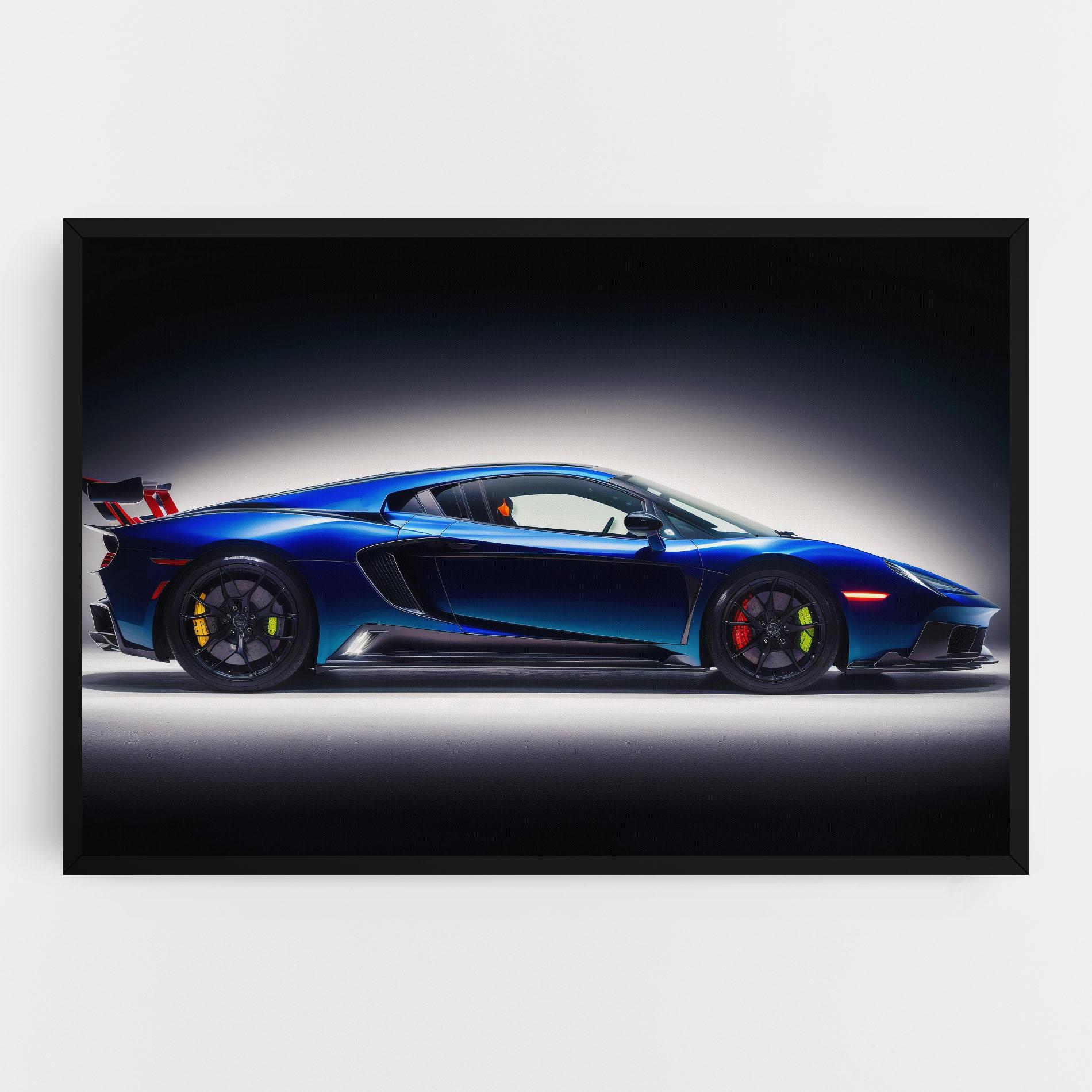 Leinwandbild Blue Hypercar Side mockup 0