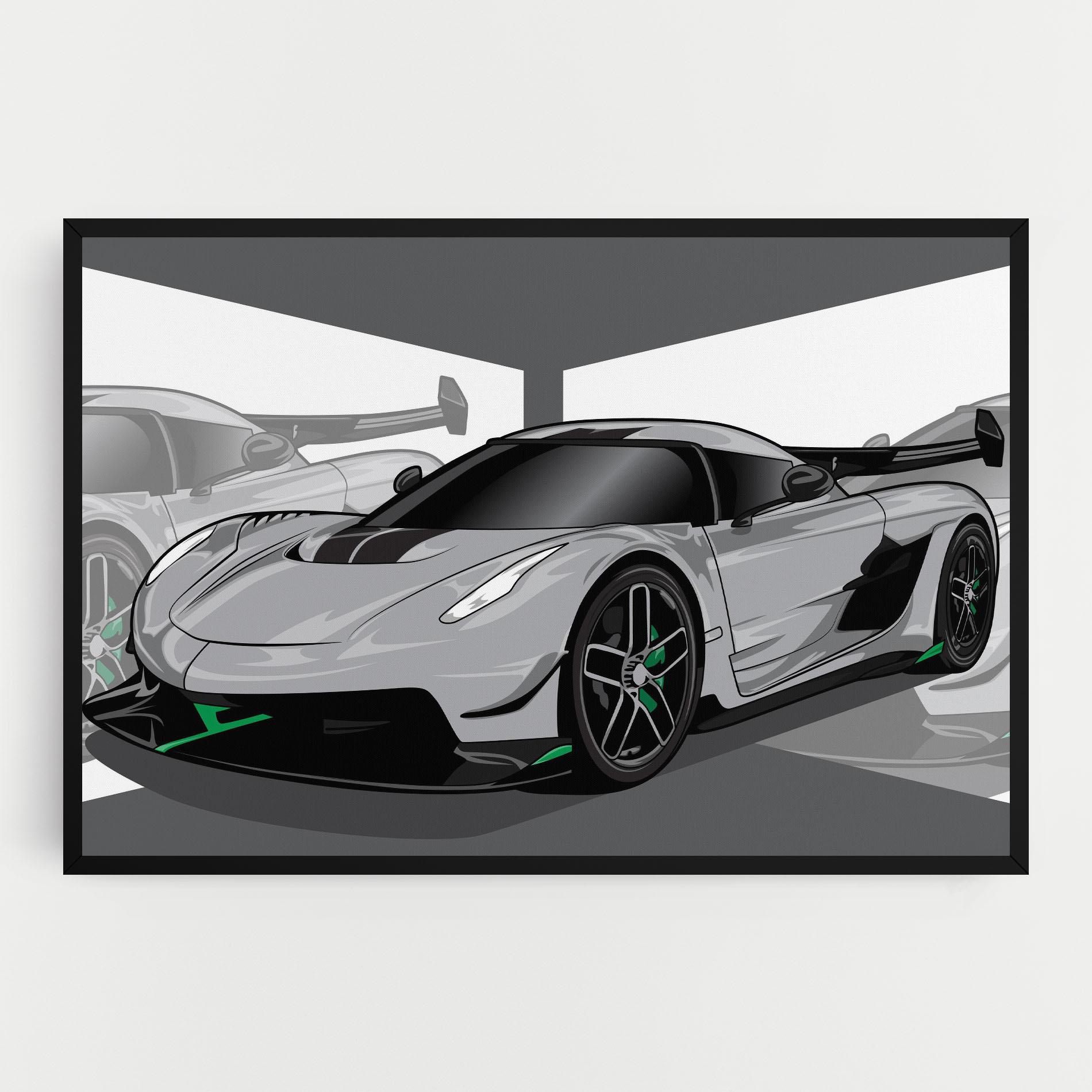 Leinwandbild Grey Sport Car mockup 0
