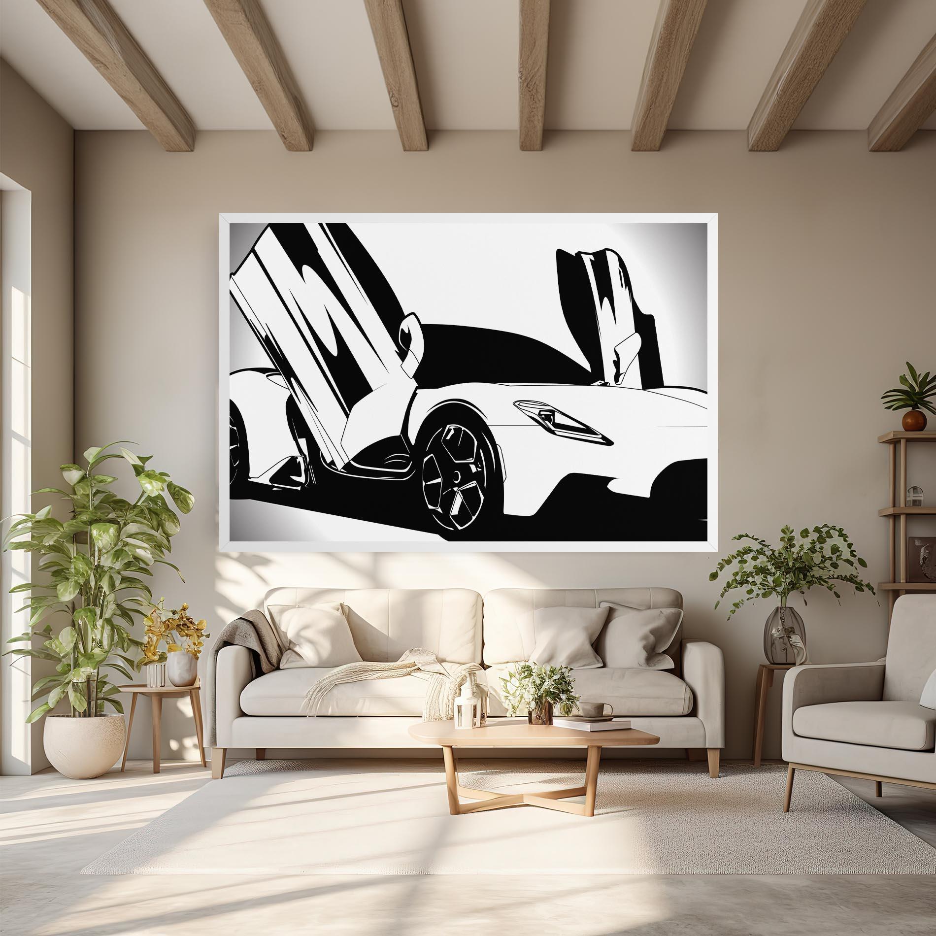 Leinwandbild Black White Car mockup 6