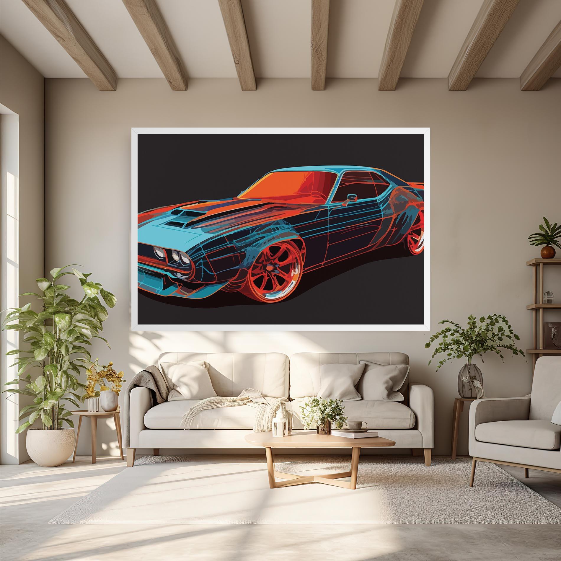 Leinwandbild Blue Orange Car mockup 6