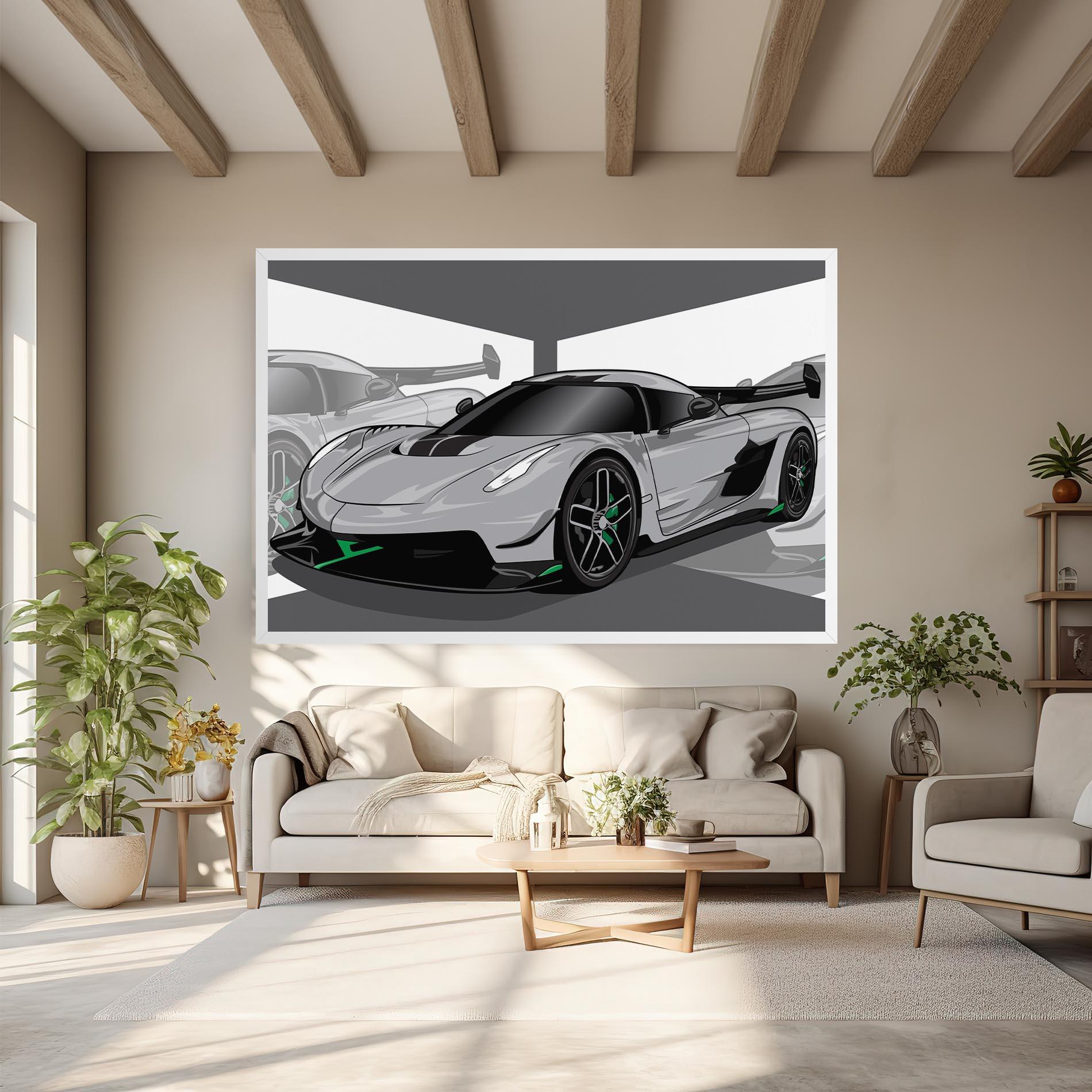 Leinwandbild Grey Sport Car mockup 6