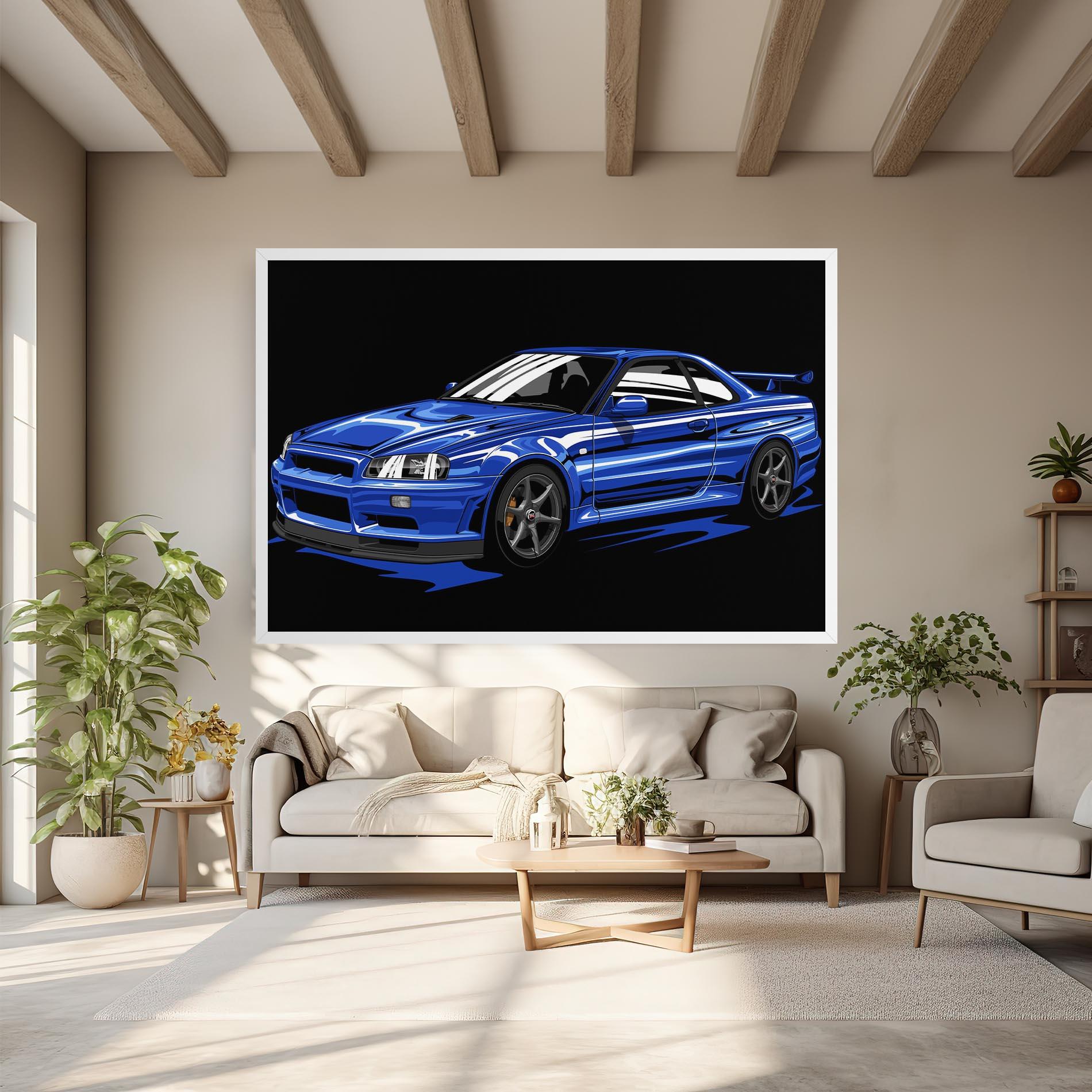 Leinwandbild Sport Blue Car mockup 6