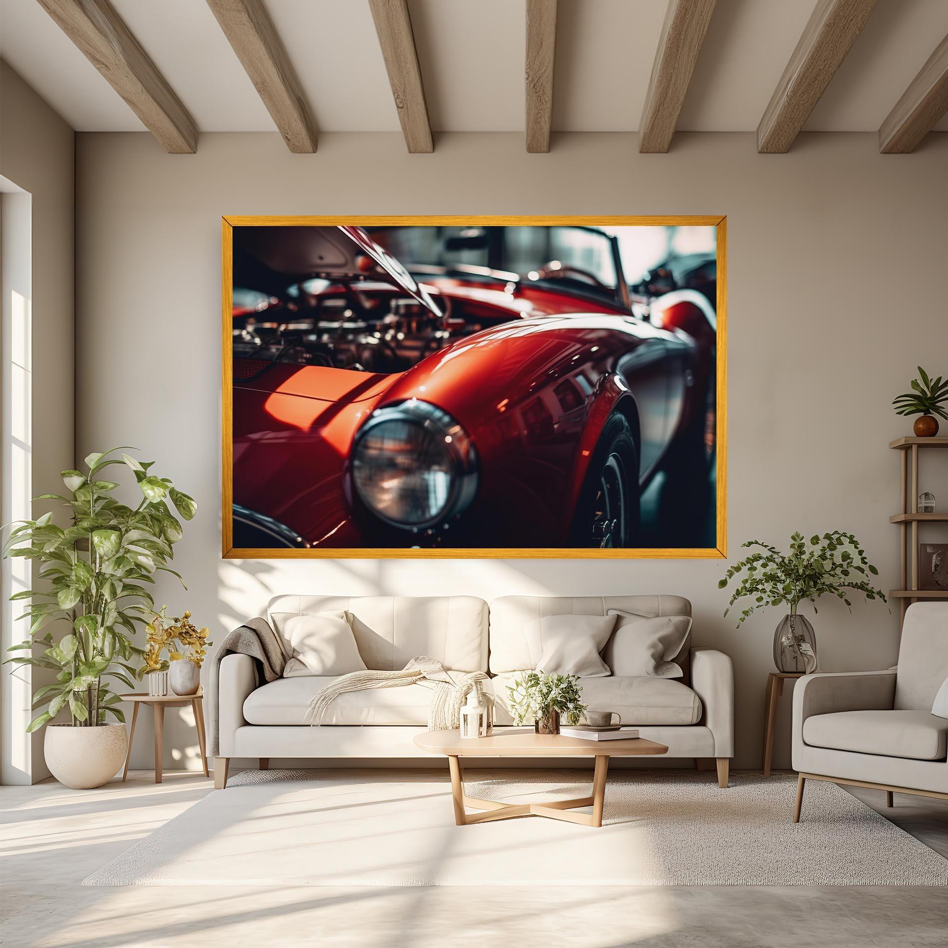 Leinwandbild Old Vintage Red Car mockup 6