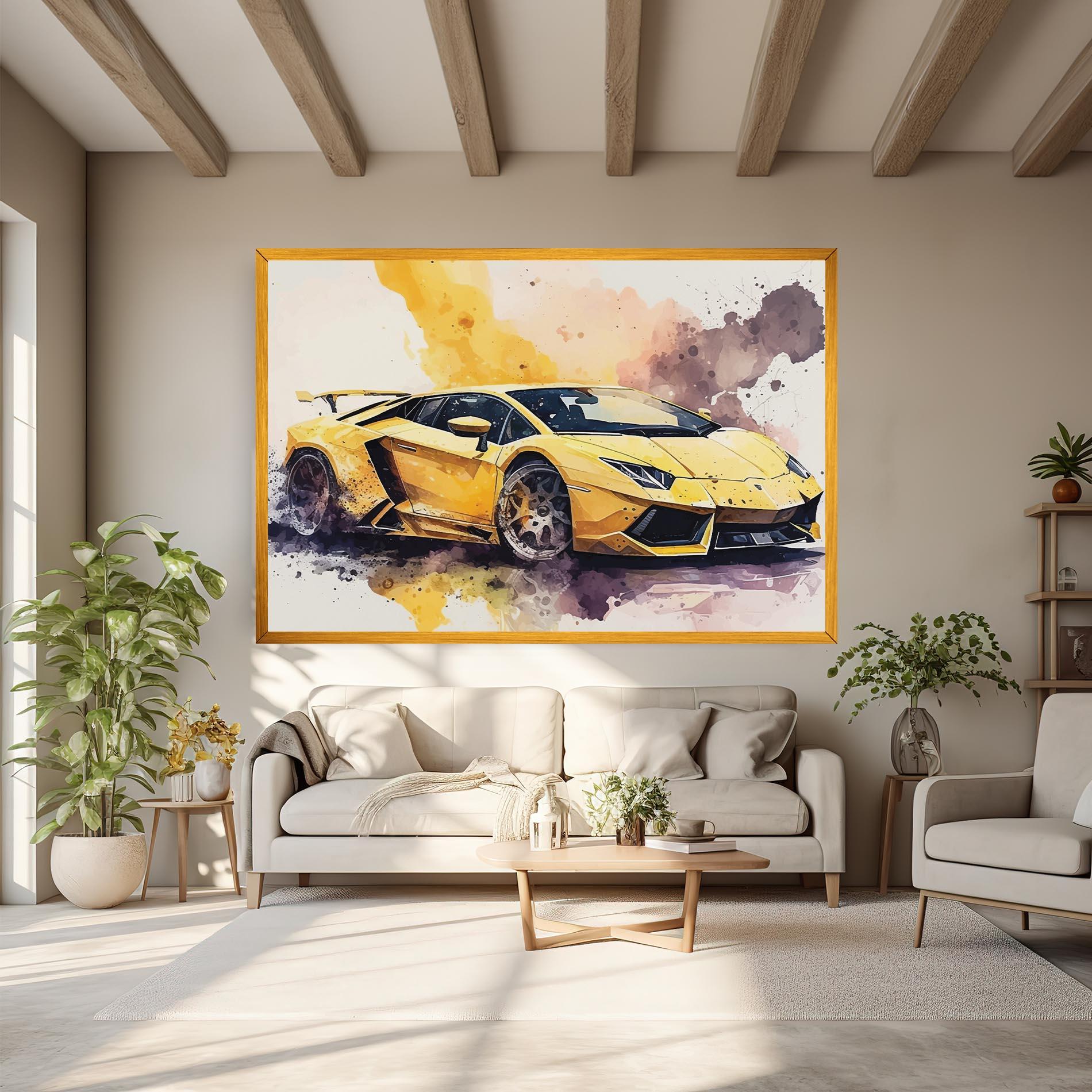 Leinwandbild Watercolor Sport Car mockup 6