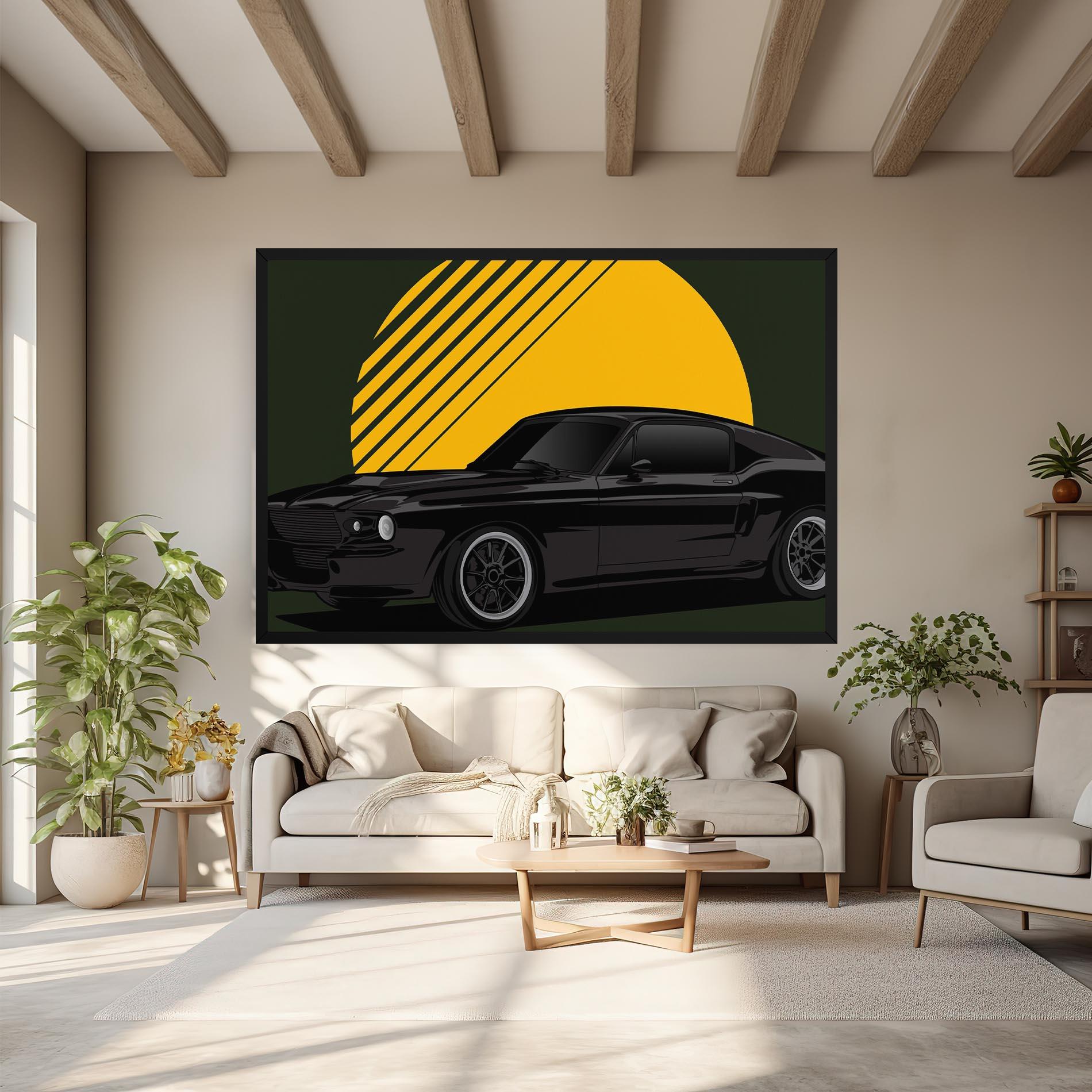 Leinwandbild Black Car Sun mockup 6