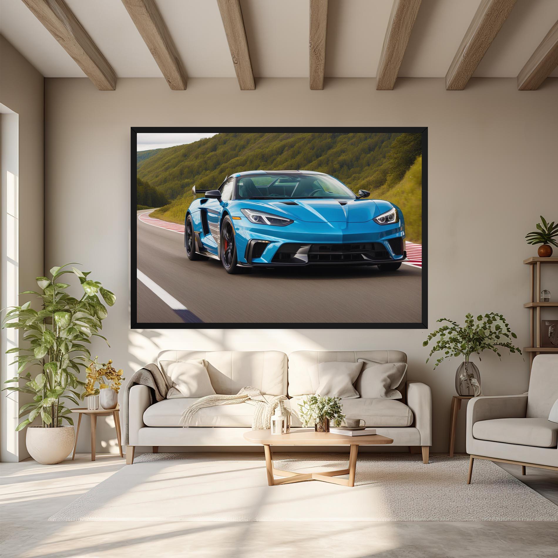 Leinwandbild Blue Sport Car mockup 6