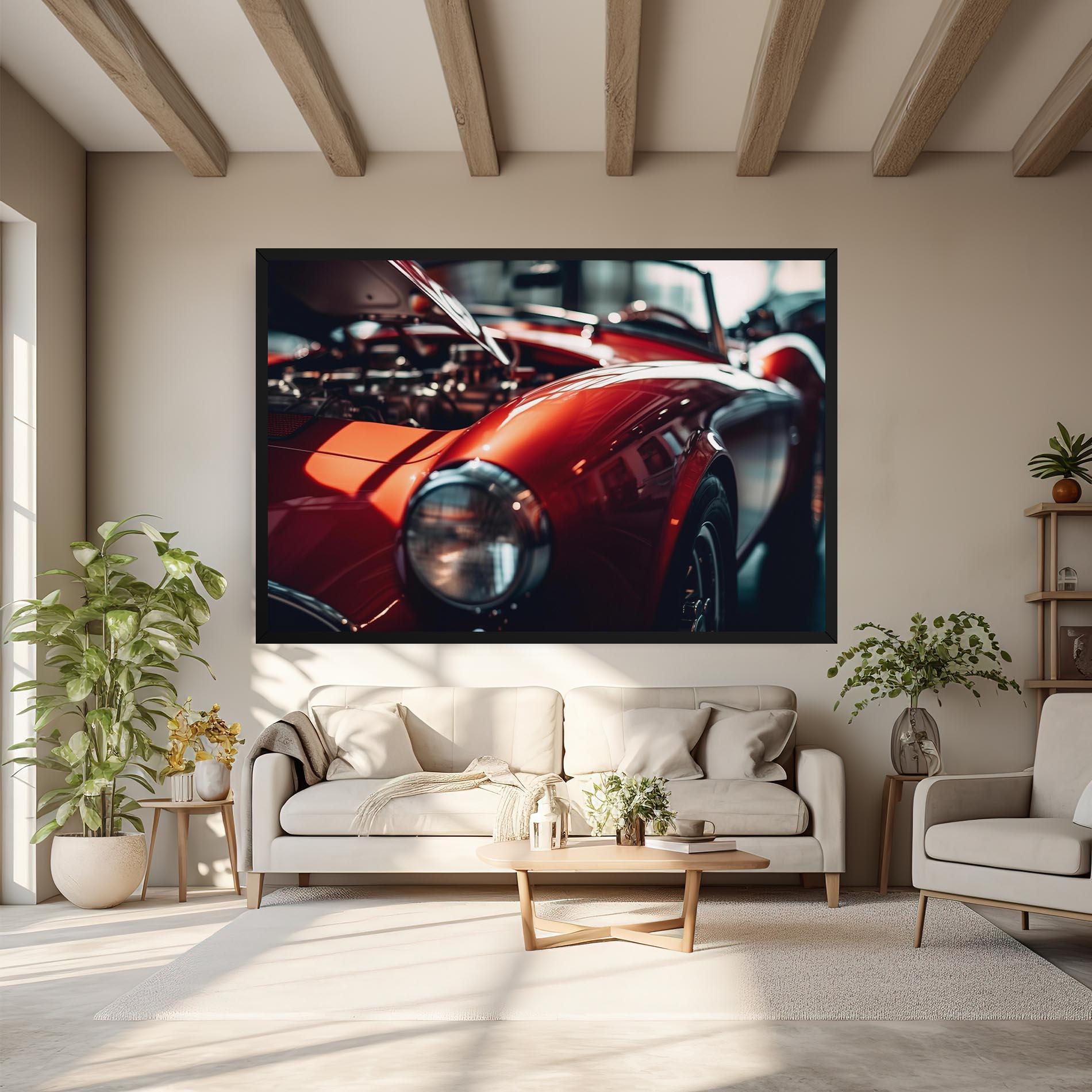 Leinwandbild Old Vintage Red Car mockup 6