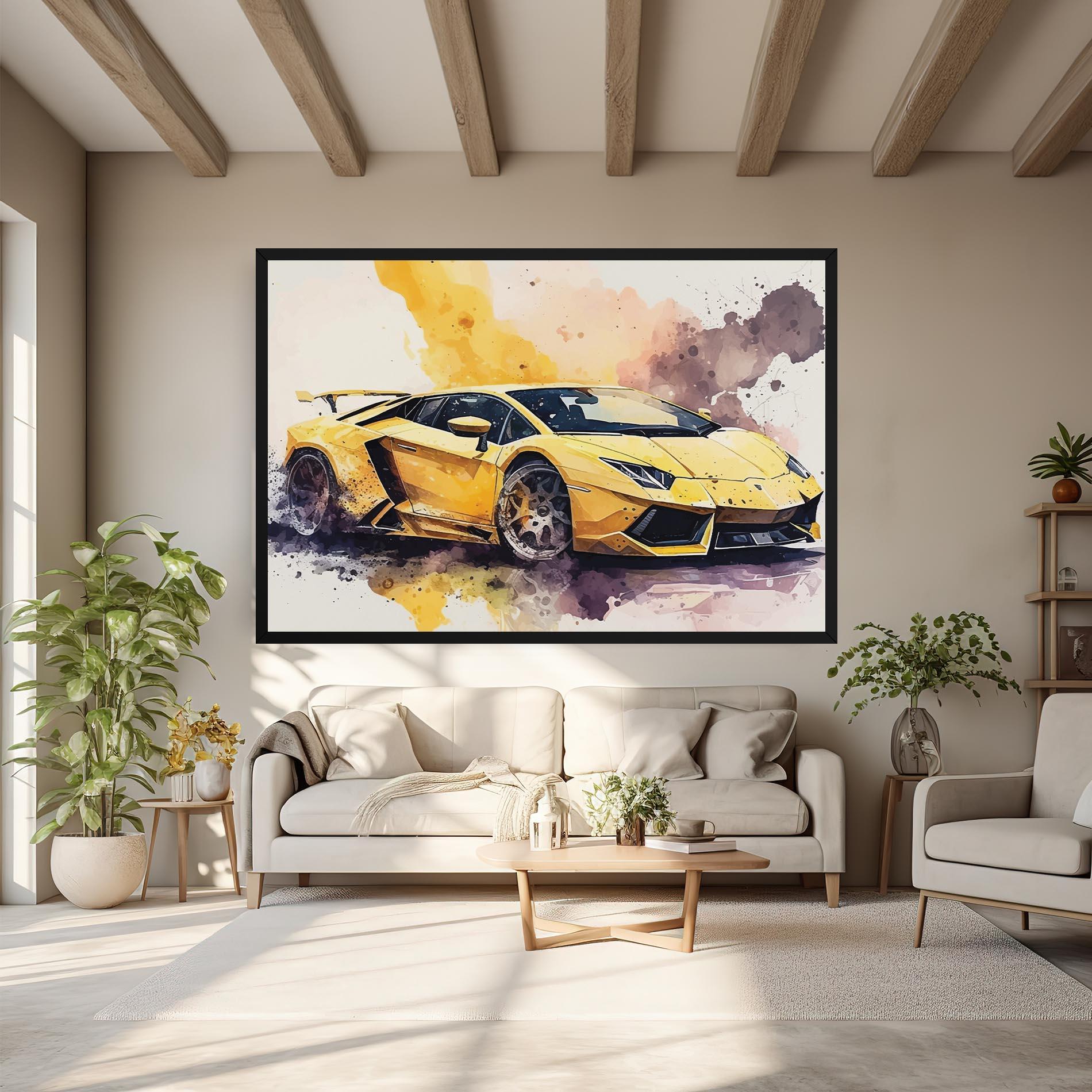 Leinwandbild Watercolor Sport Car mockup 6