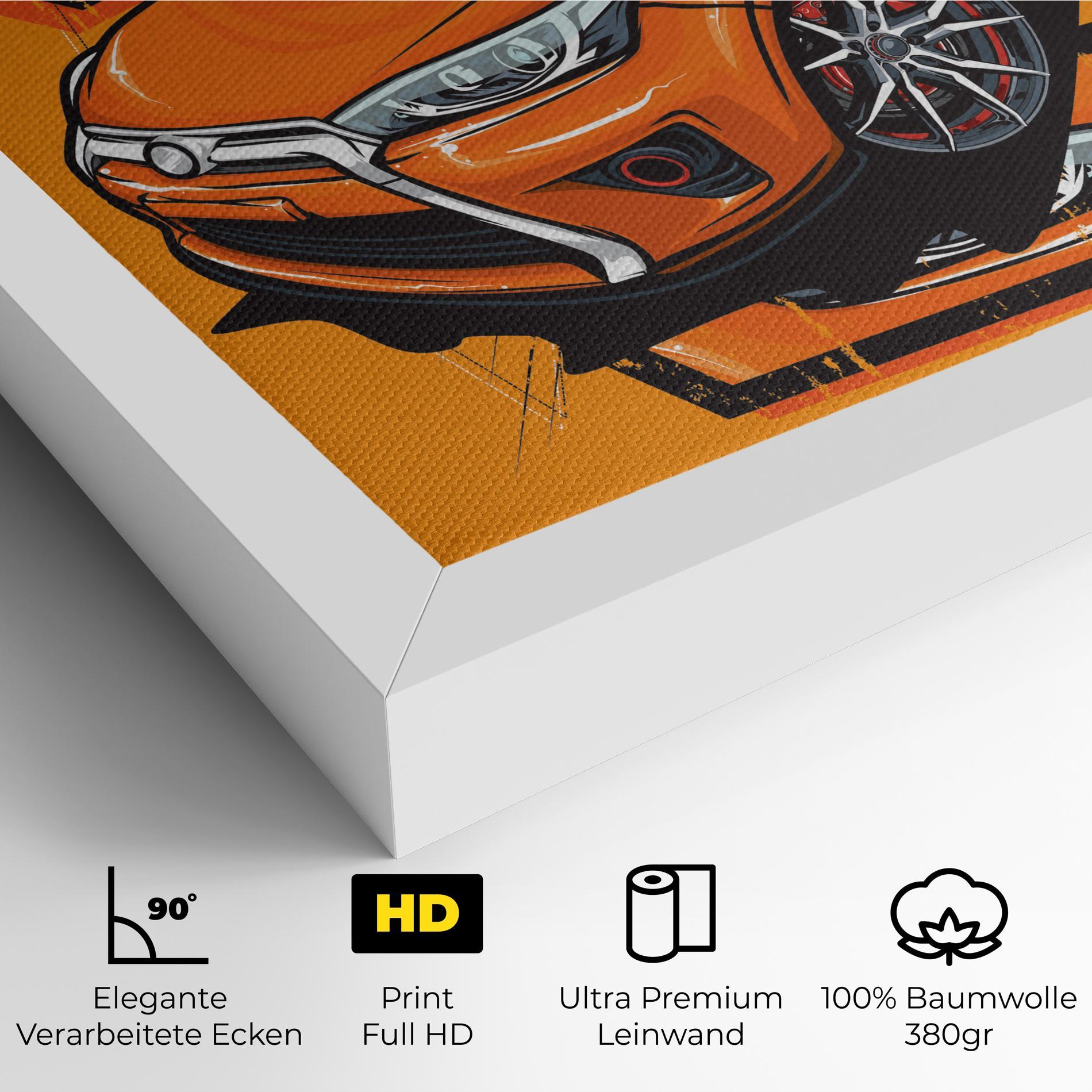 Leinwandbild Racing Orange Car mockup 4