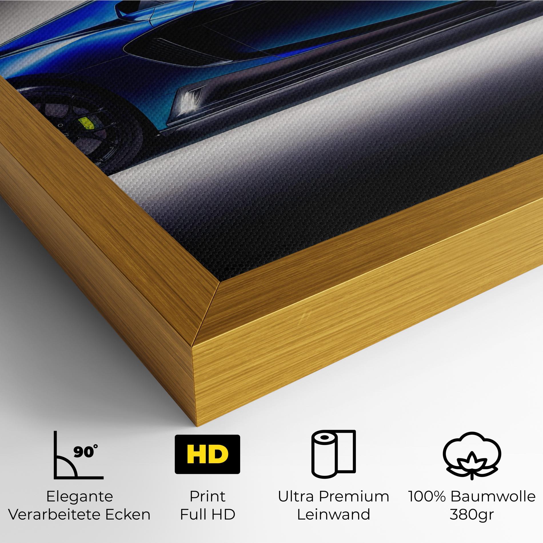 Leinwandbild Blue Hypercar Side mockup 4