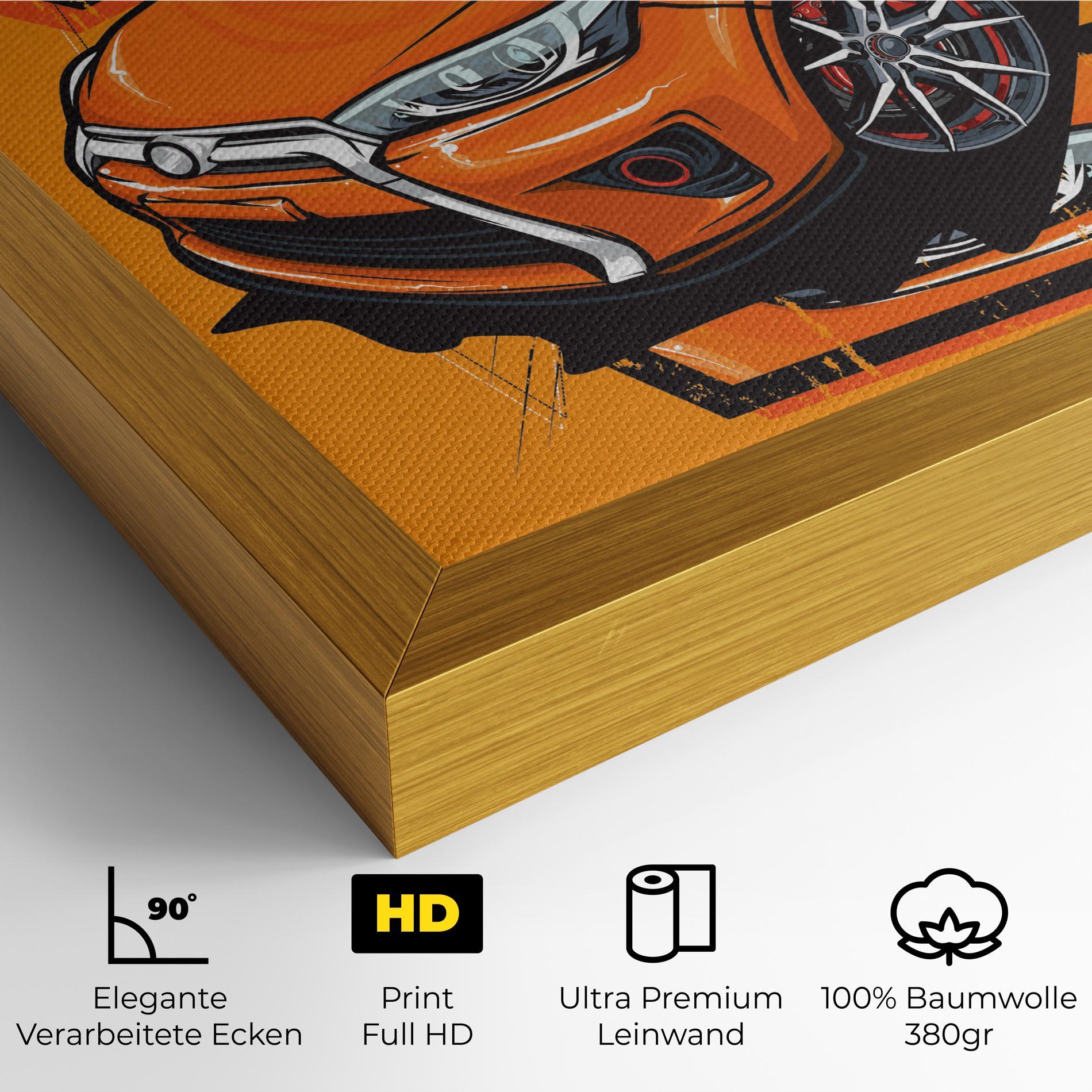 Leinwandbild Racing Orange Car mockup 4