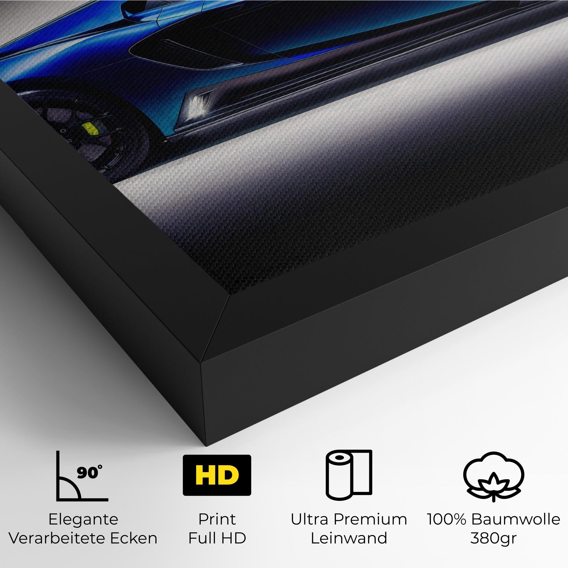 Leinwandbild Blue Hypercar Side mockup 4