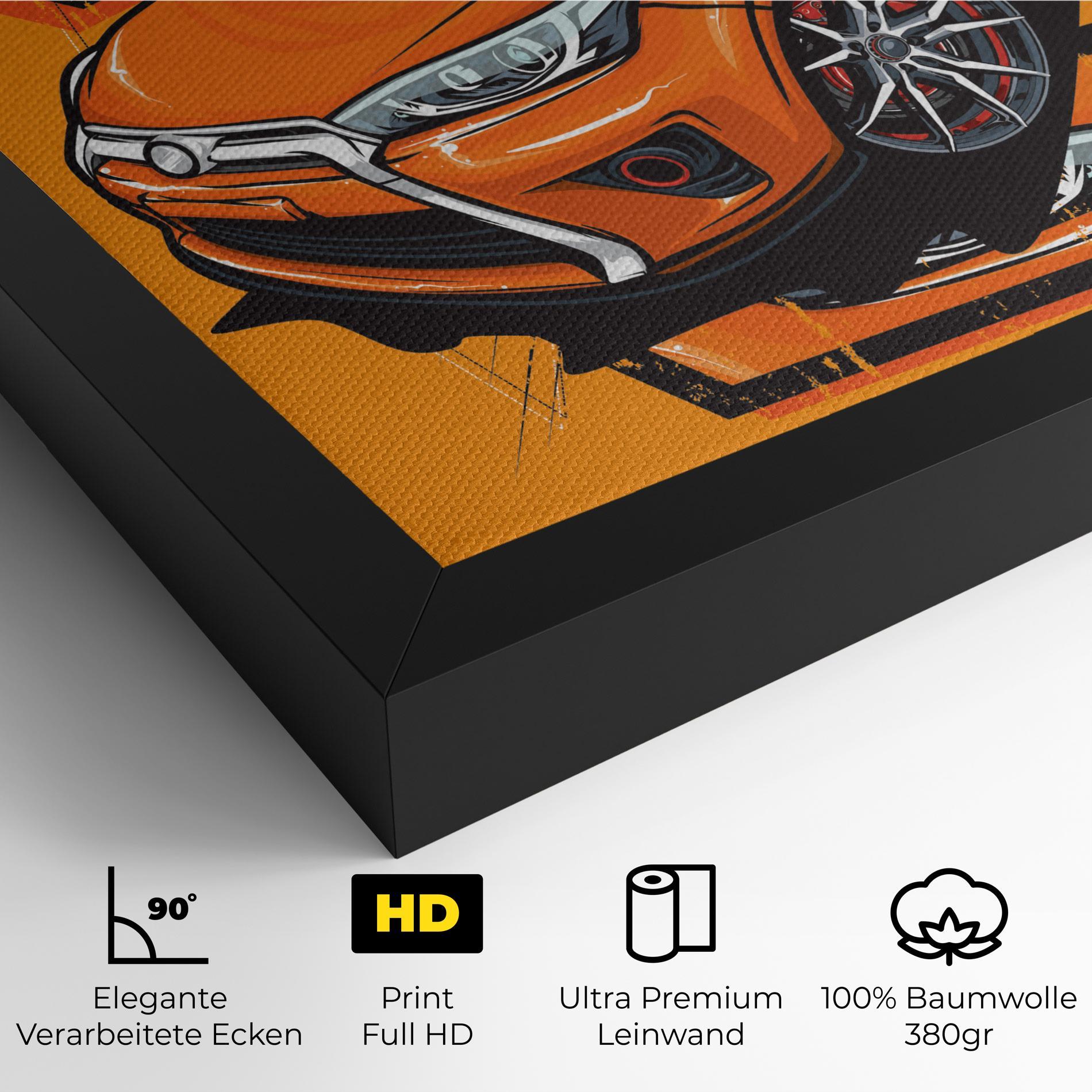 Leinwandbild Racing Orange Car mockup 4