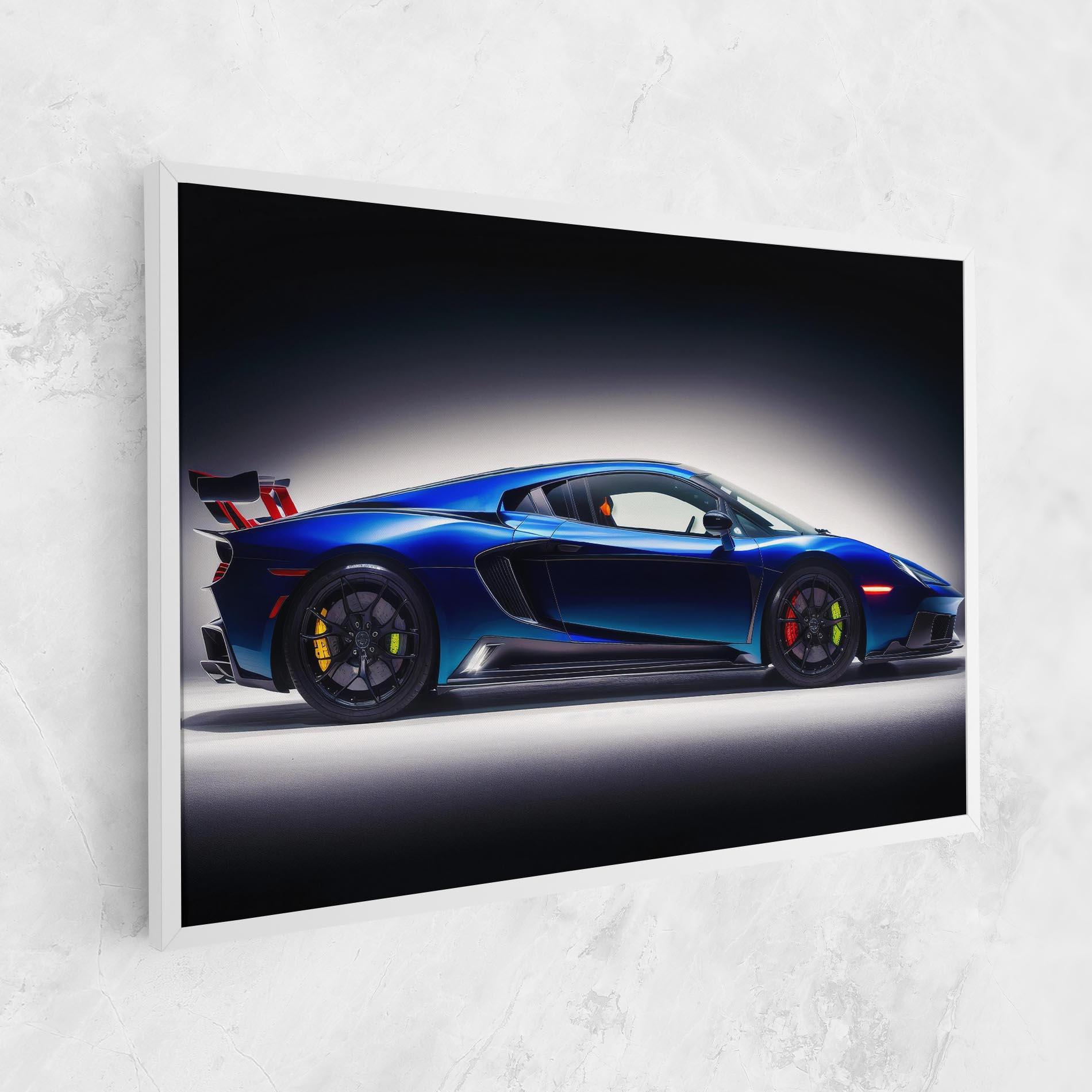 Leinwandbild Blue Hypercar Side mockup 1