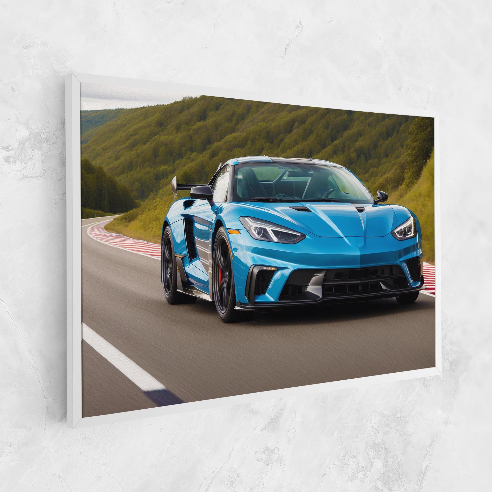 Leinwandbild Blue Sport Car mockup 1