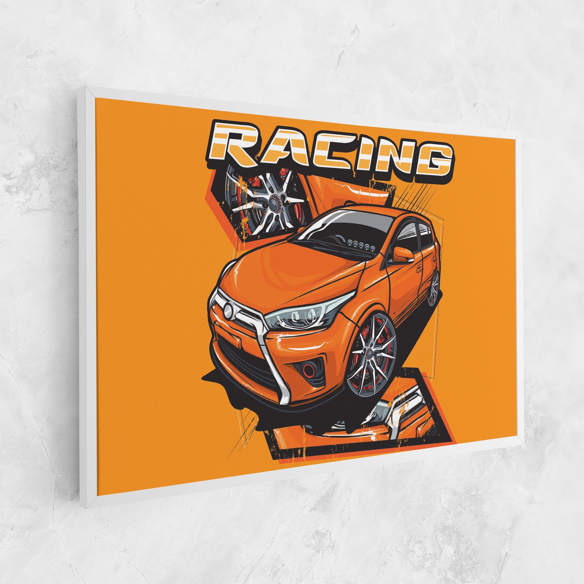 Leinwandbild Racing Orange Car mockup 1