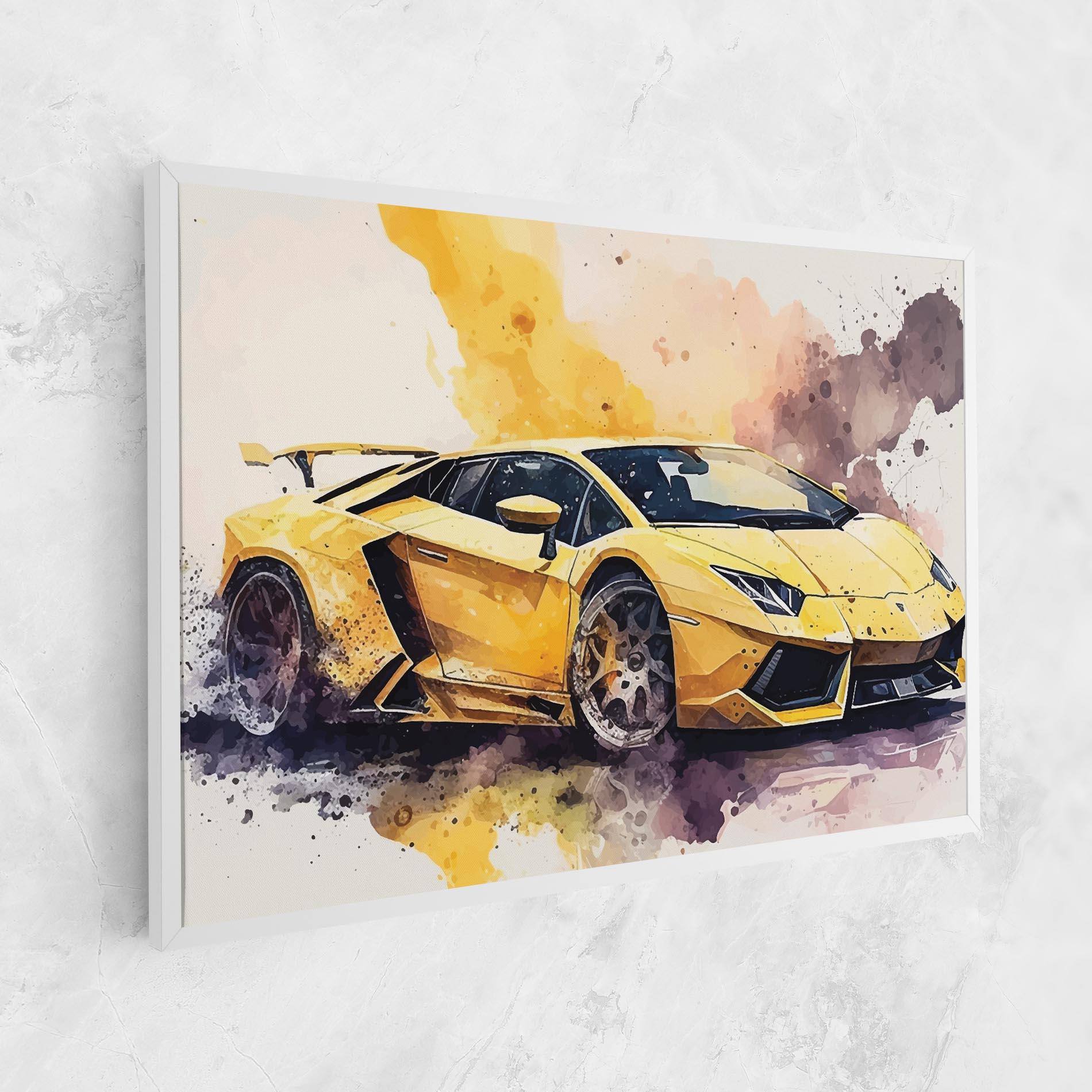 Leinwandbild Watercolor Sport Car mockup 1