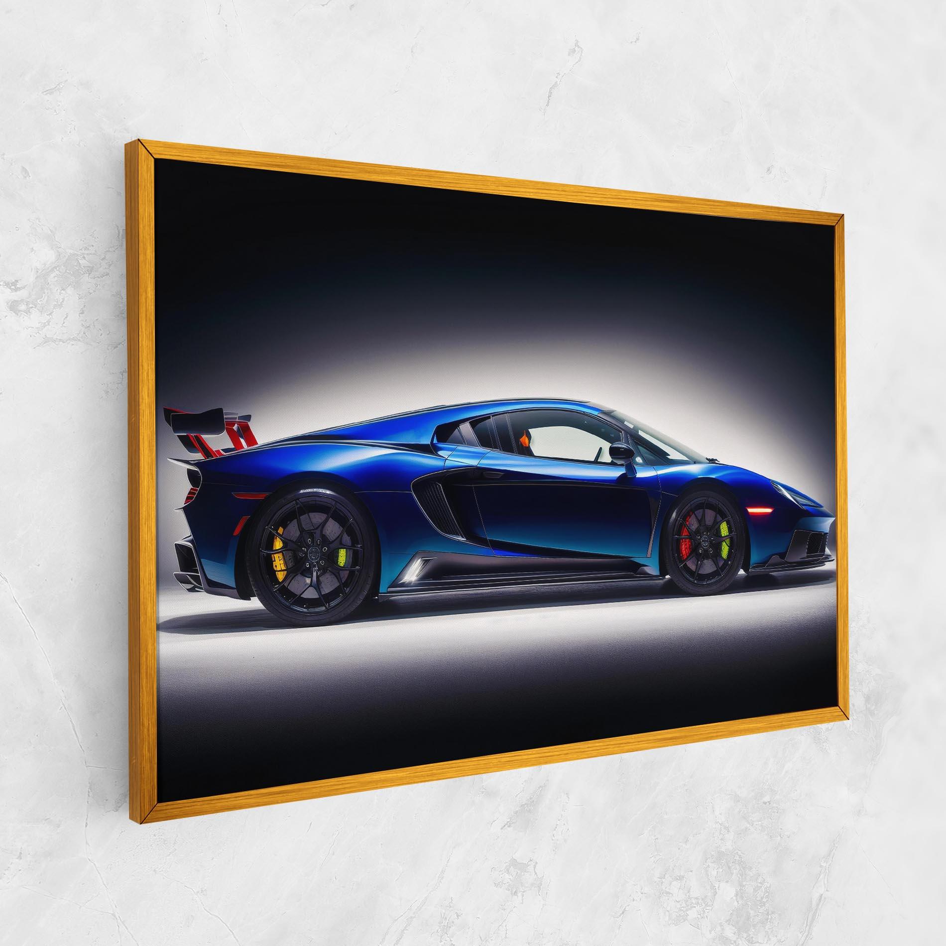 Leinwandbild Blue Hypercar Side mockup 1