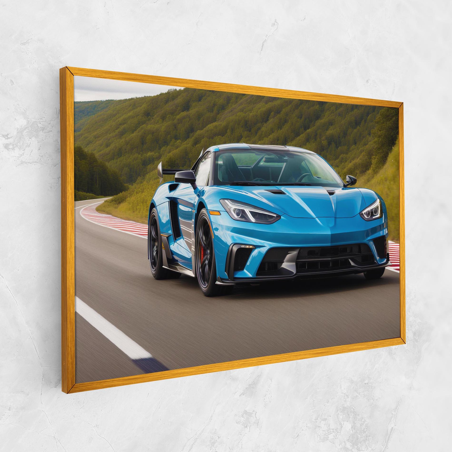 Leinwandbild Blue Sport Car mockup 1