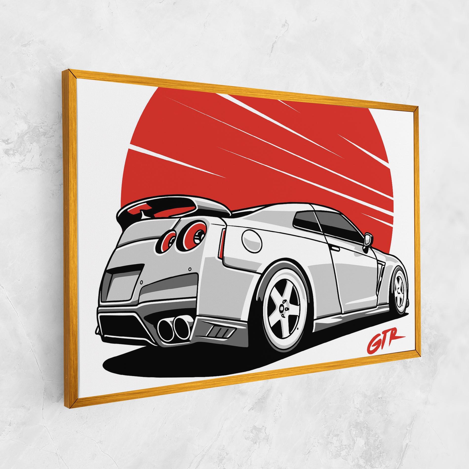 Leinwandbild Grey Gtr Car mockup 1