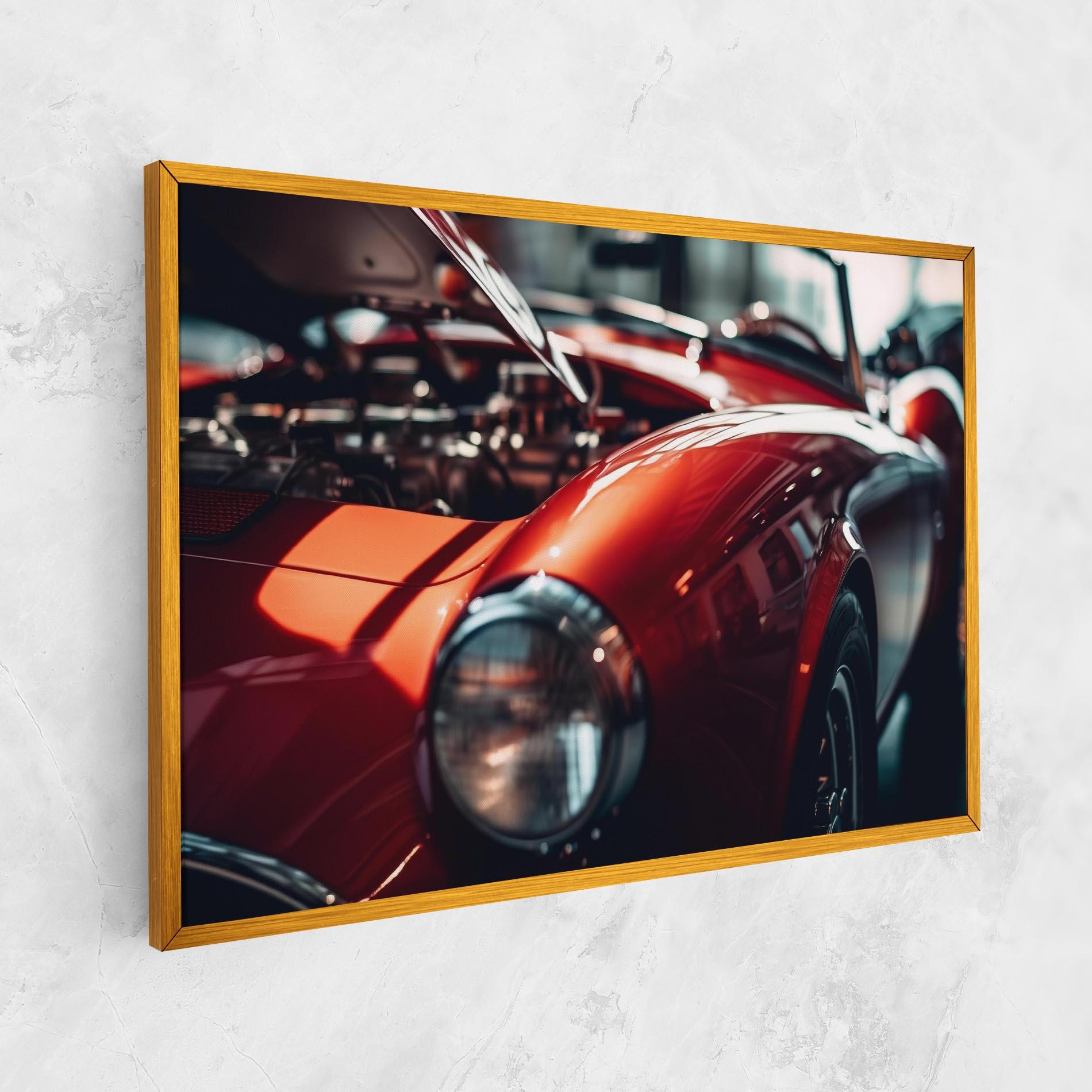 Leinwandbild Old Vintage Red Car mockup 1