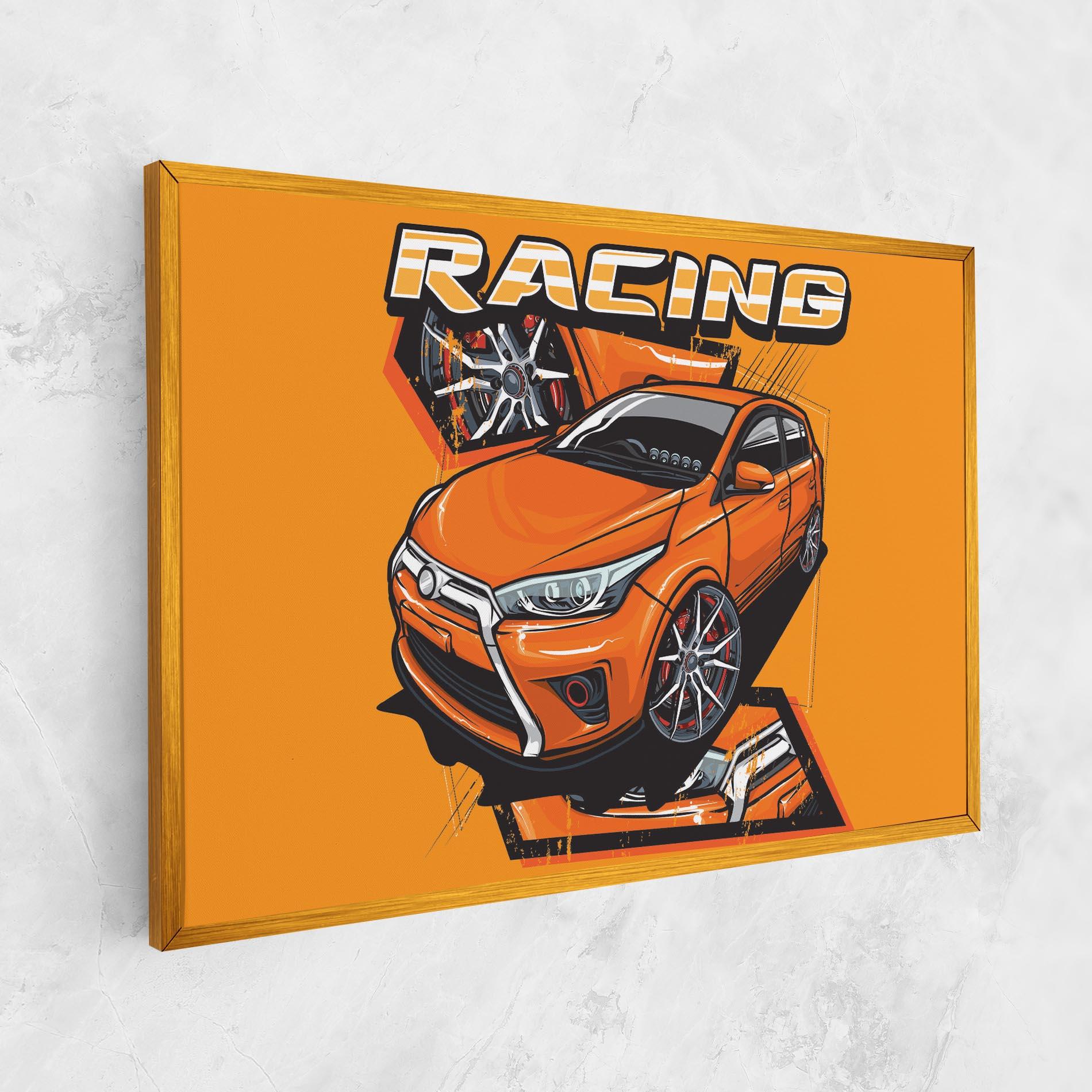 Leinwandbild Racing Orange Car mockup 1