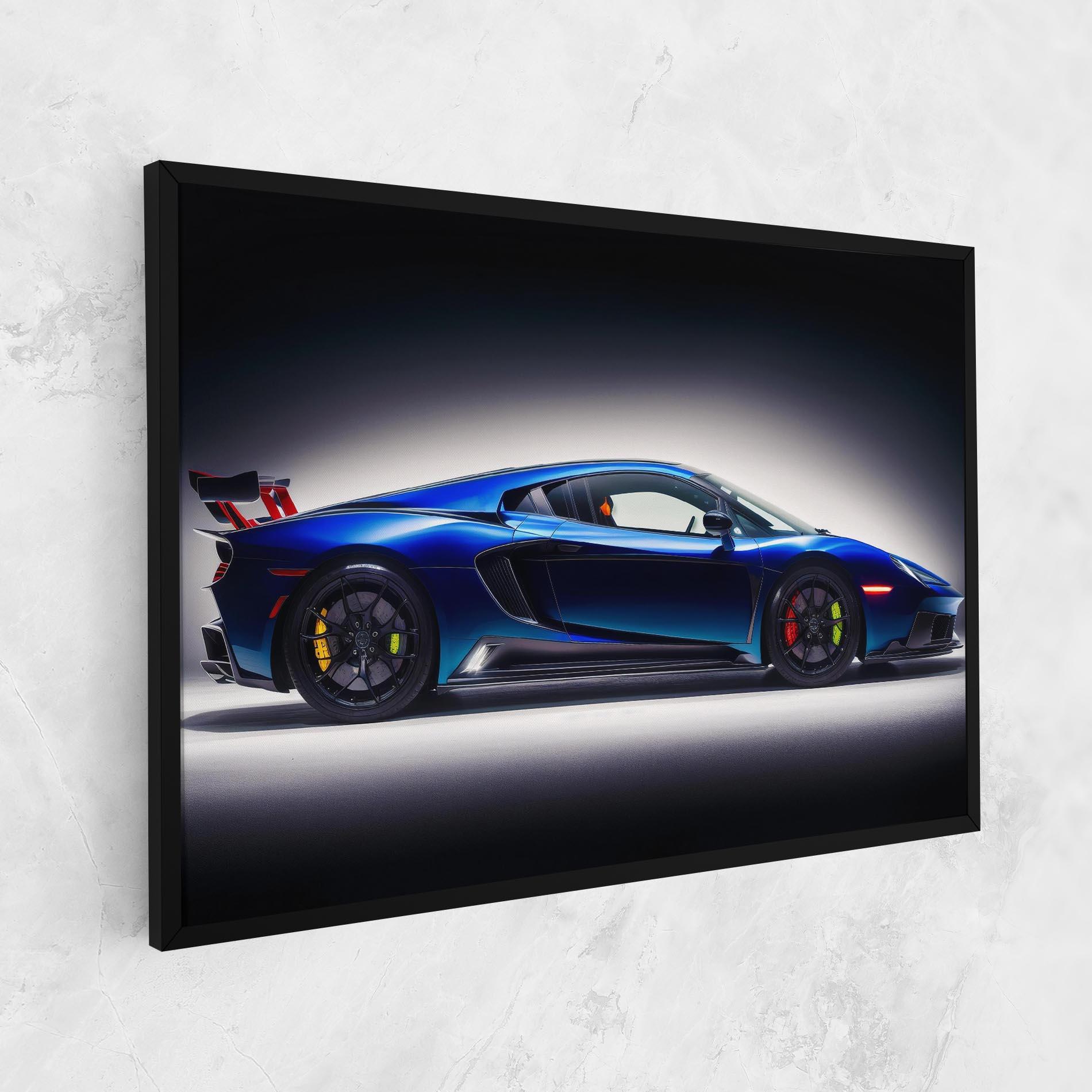 Leinwandbild Blue Hypercar Side mockup 1