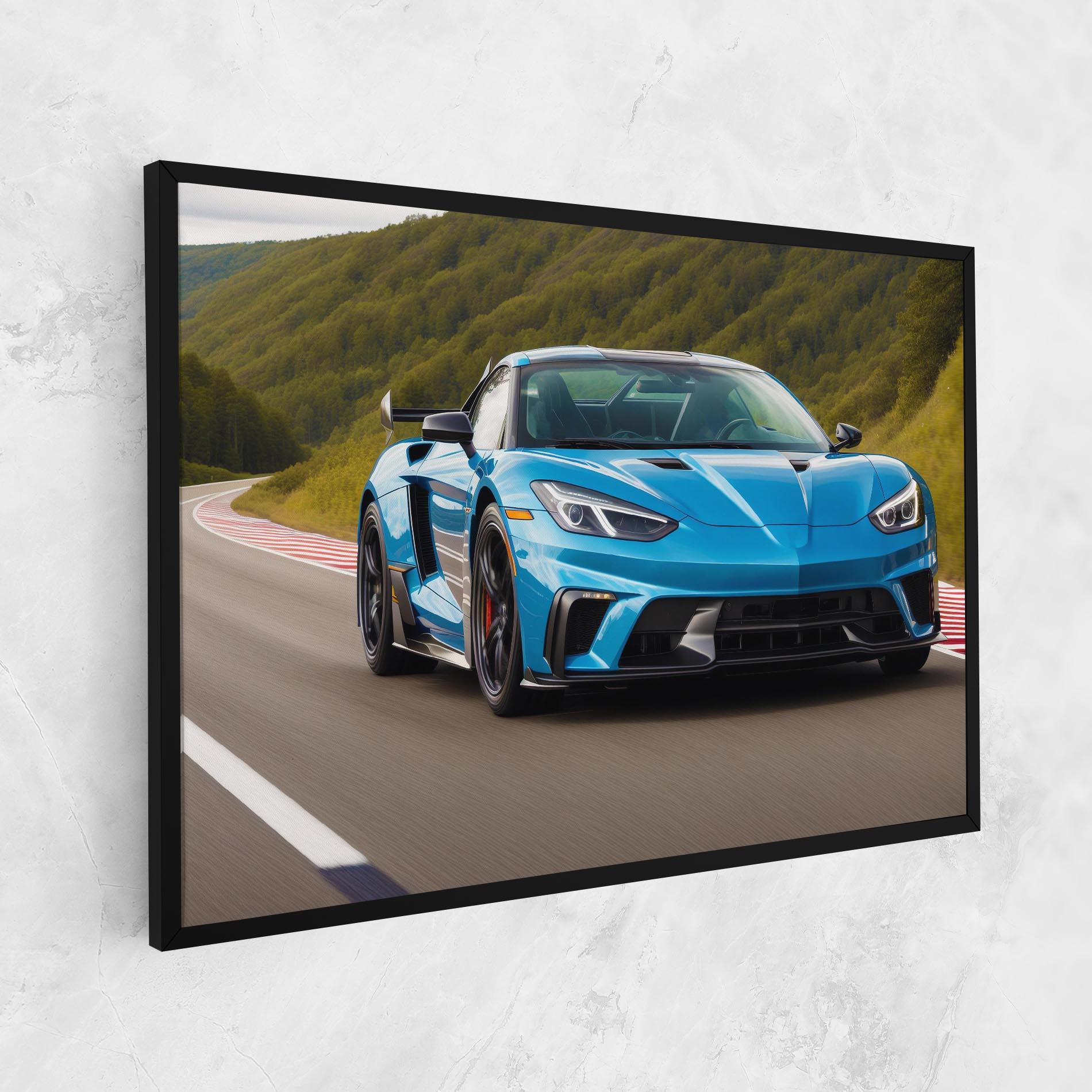 Leinwandbild Blue Sport Car mockup 1