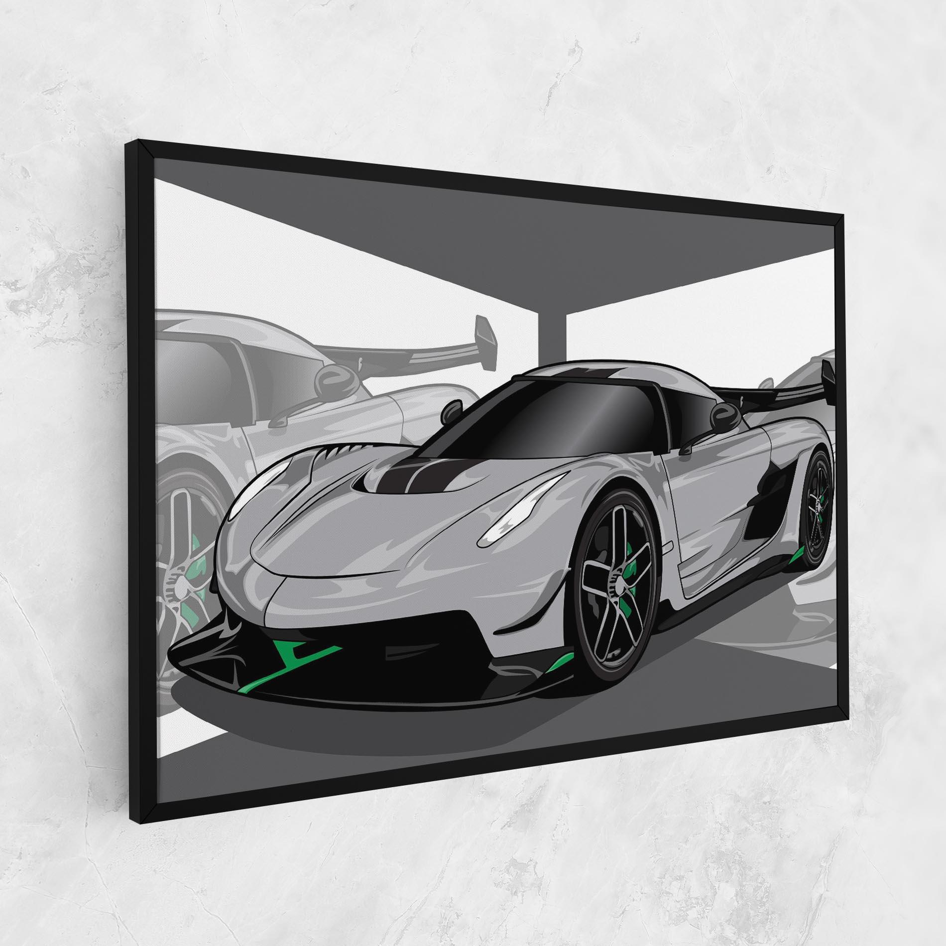 Leinwandbild Grey Sport Car mockup 1