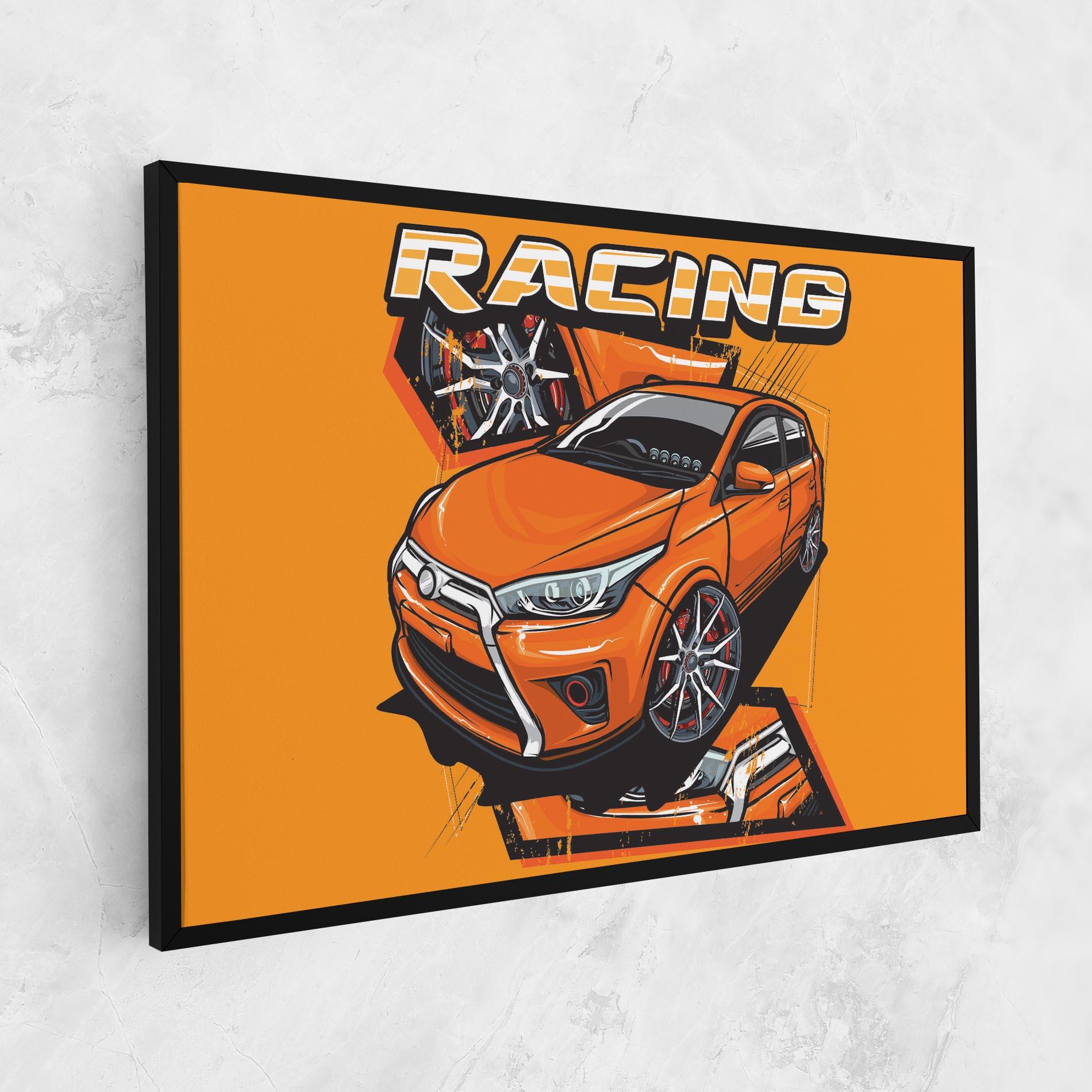 Leinwandbild Racing Orange Car mockup 1
