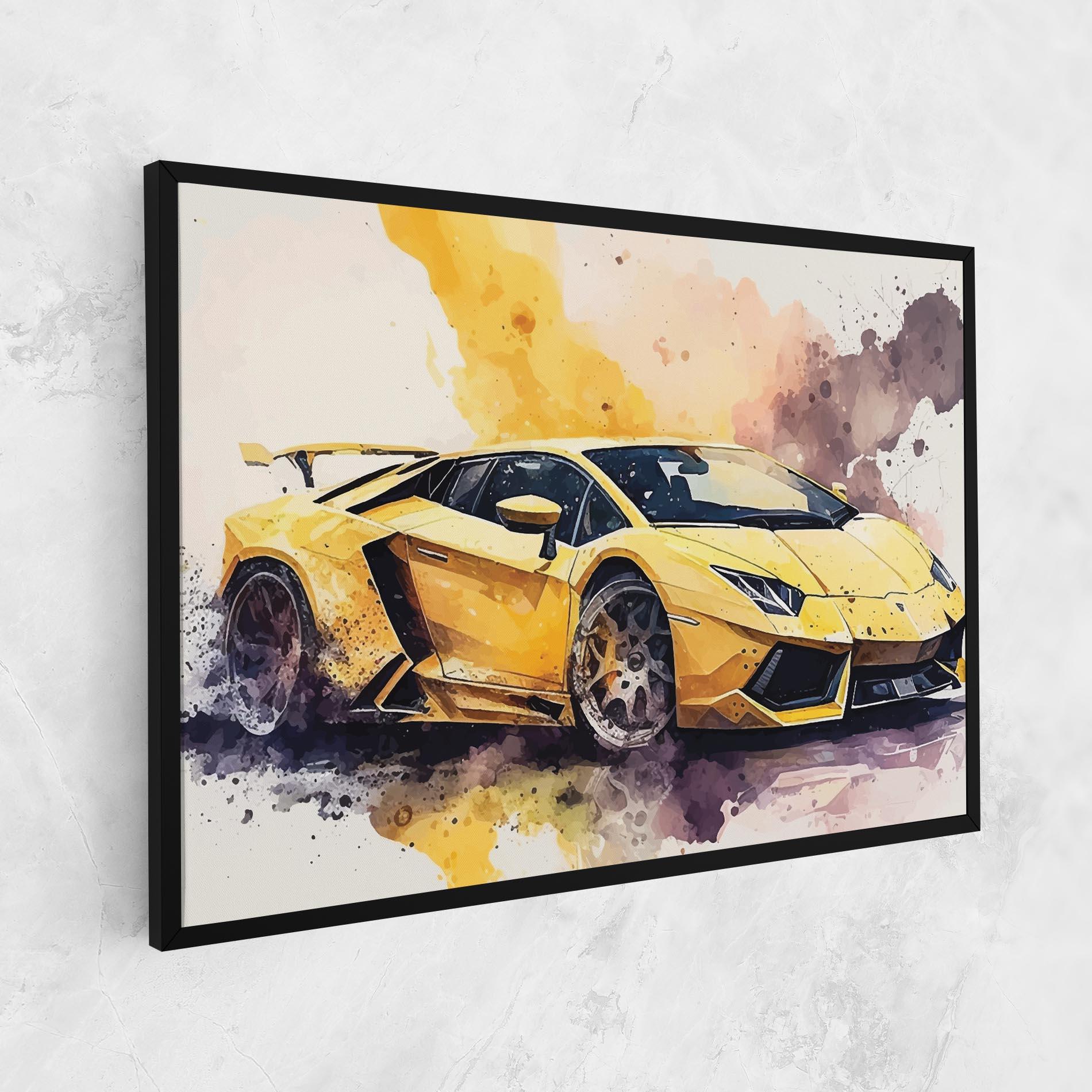 Leinwandbild Watercolor Sport Car mockup 1