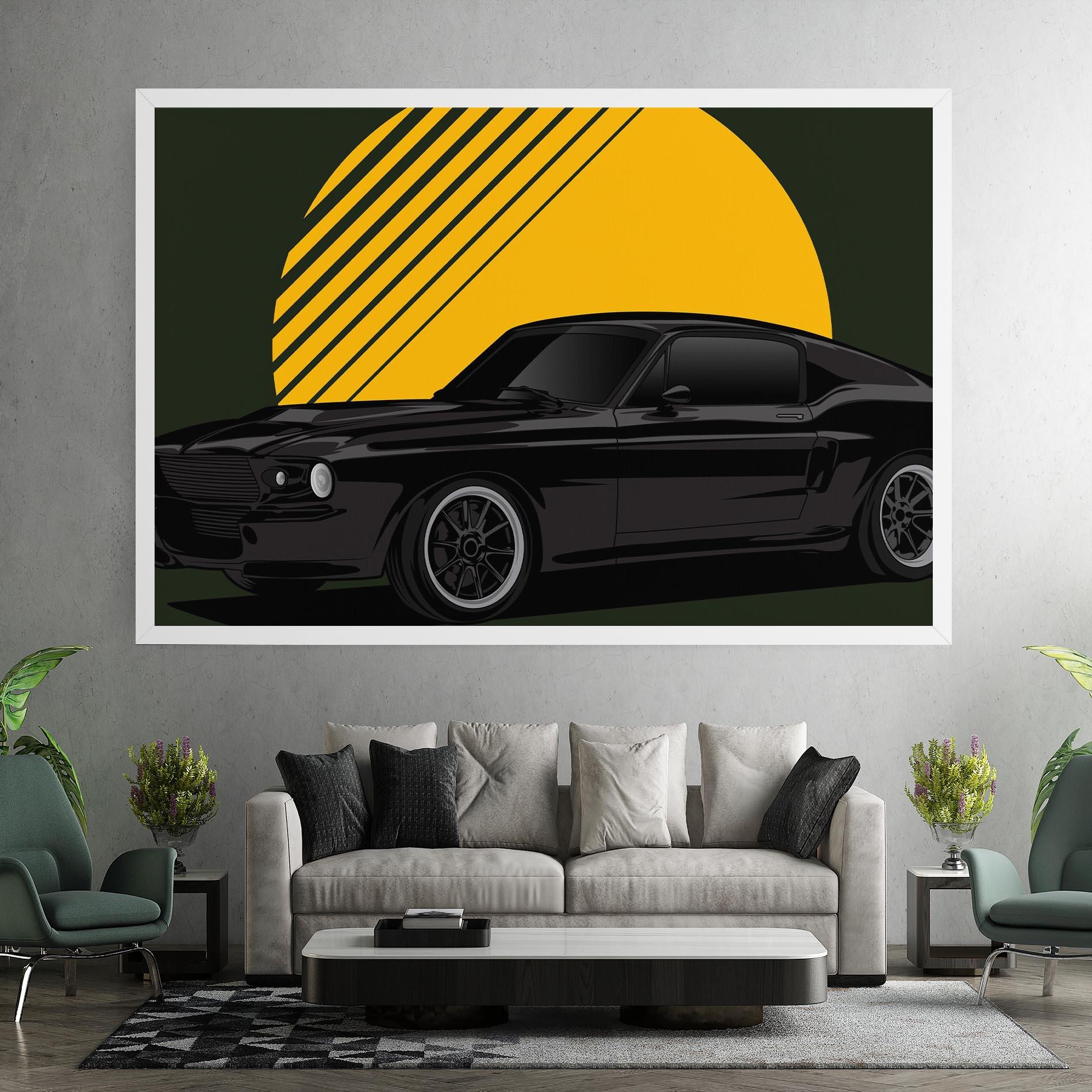 Leinwandbild Black Car Sun mockup 7
