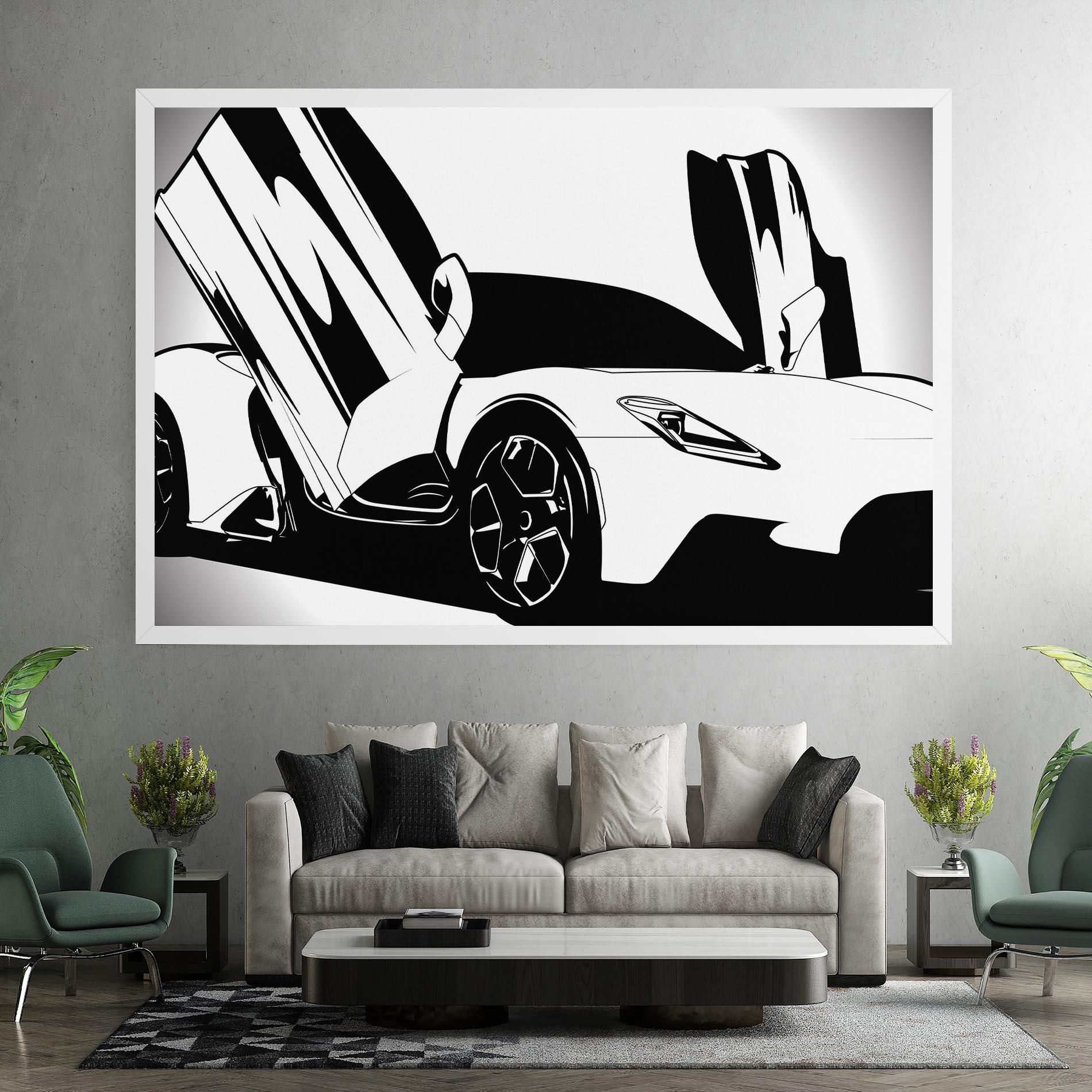 Leinwandbild Black White Car mockup 7