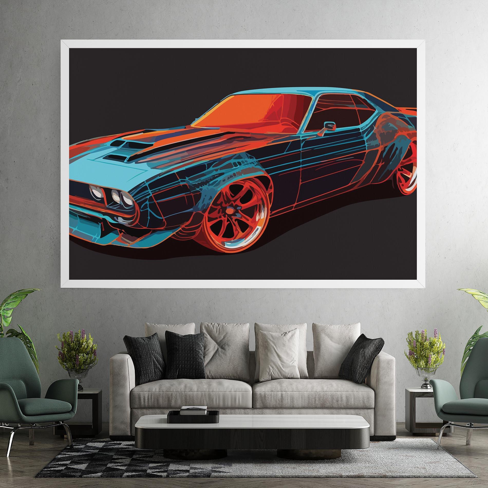 Leinwandbild Blue Orange Car mockup 7