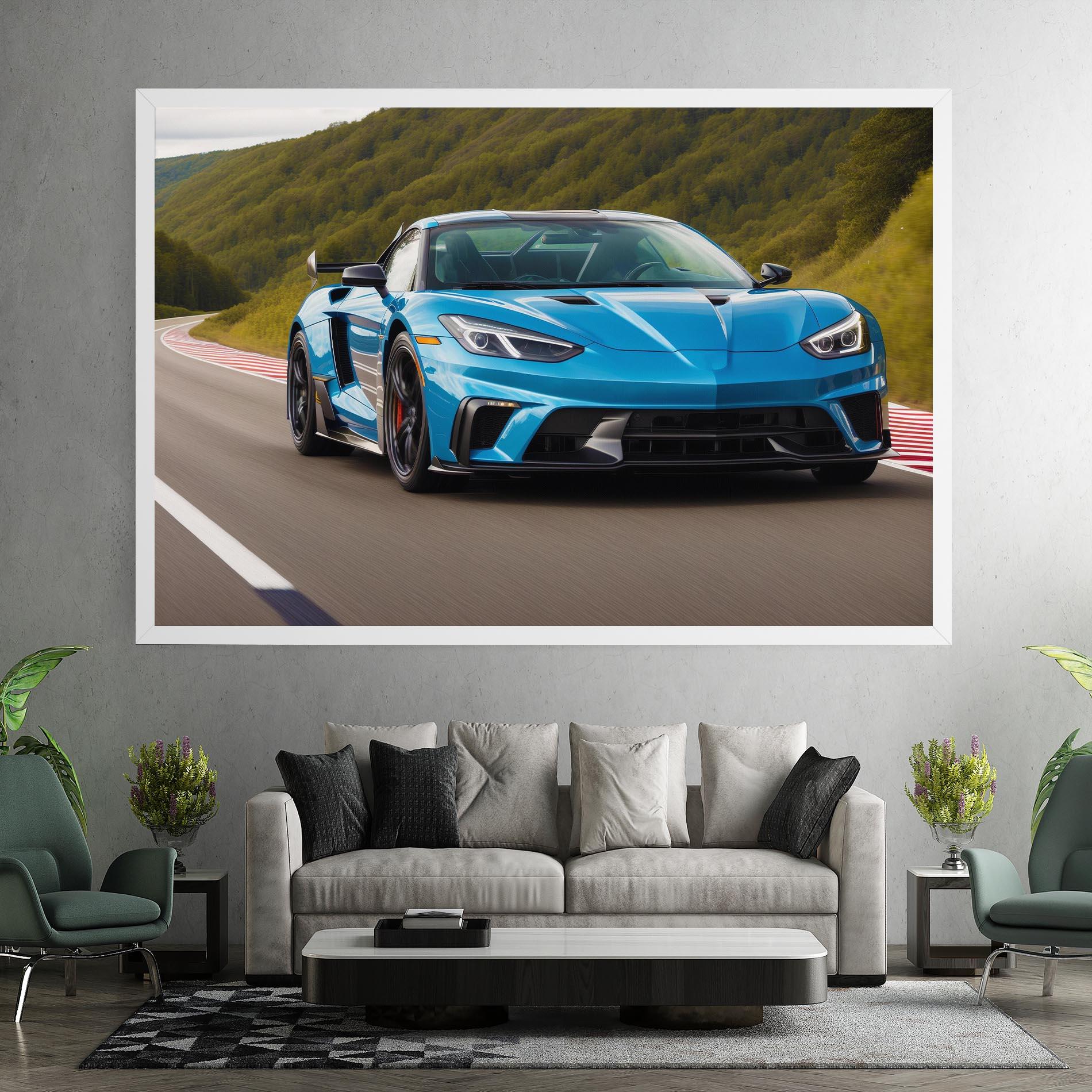 Leinwandbild Blue Sport Car mockup 7