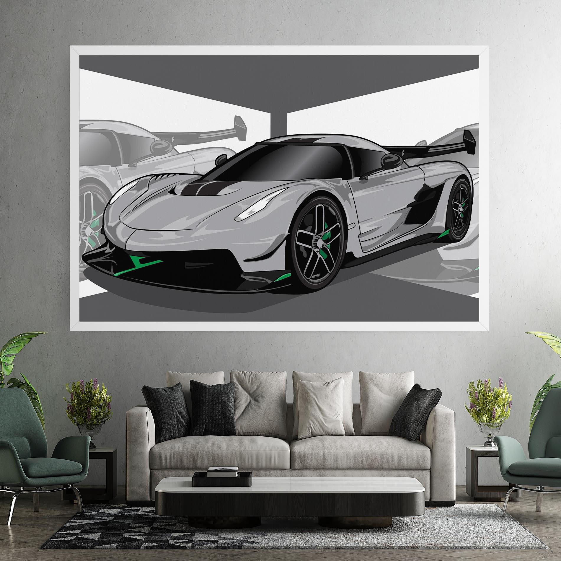 Leinwandbild Grey Sport Car mockup 7